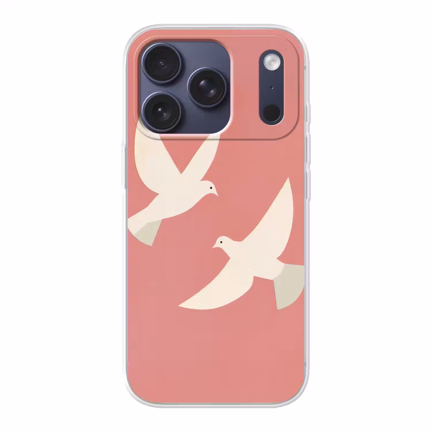 Duiven - Wit - Sierlijk Telefoonhoesje iPhone 17 Pro klein -3d