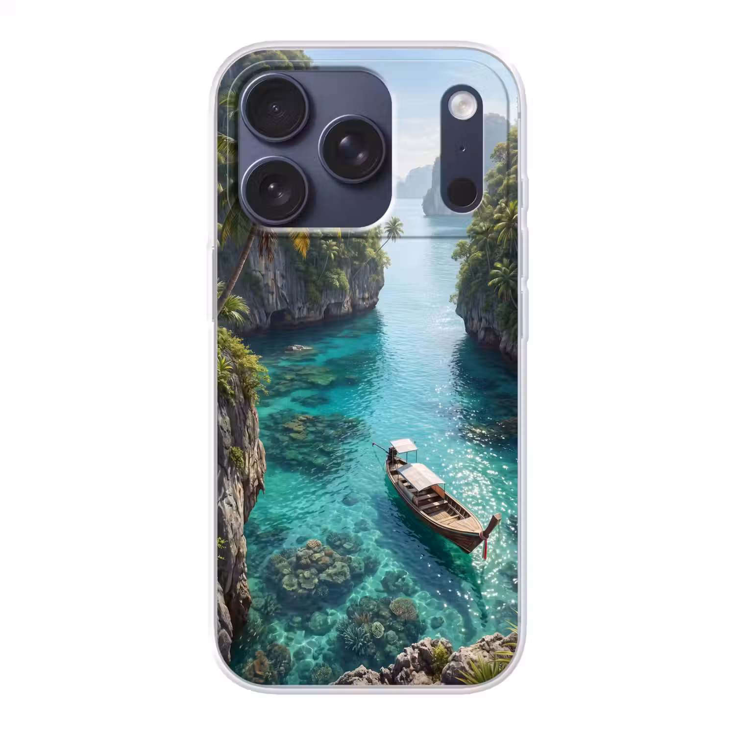 Eiland - Tropisch - Water - Palmbomen - Natuur Telefoonhoesje iPhone 17 Pro klein -3d