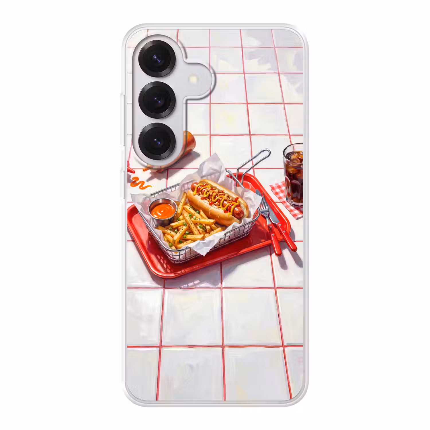 Eten - Hotdog - Fastfood - Modern - Rood Telefoonhoesje Samsung Galaxy S26 klein -3d