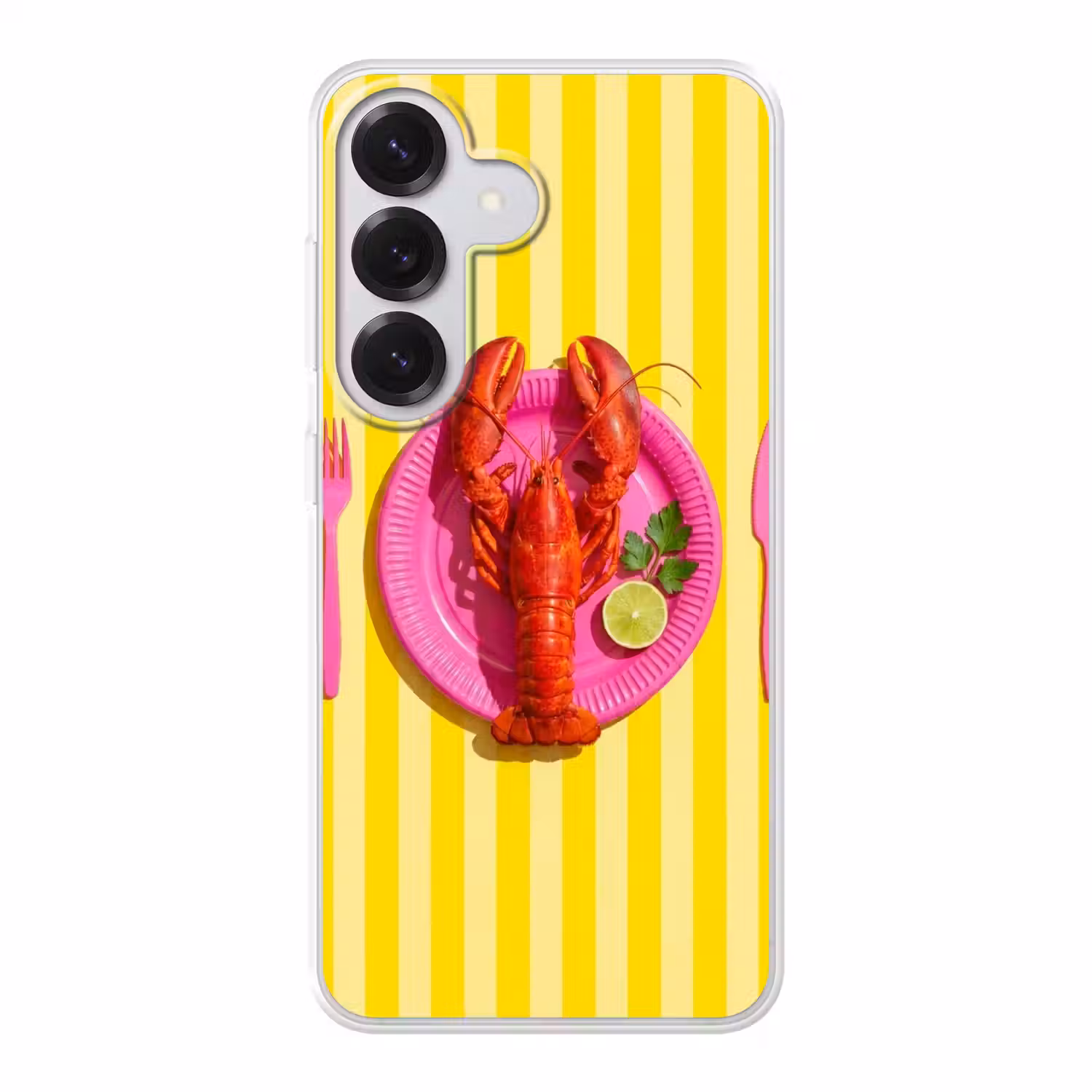 Eten - Roze - Geel - Modern - Culinaire Telefoonhoesje Samsung Galaxy S26 klein -3d