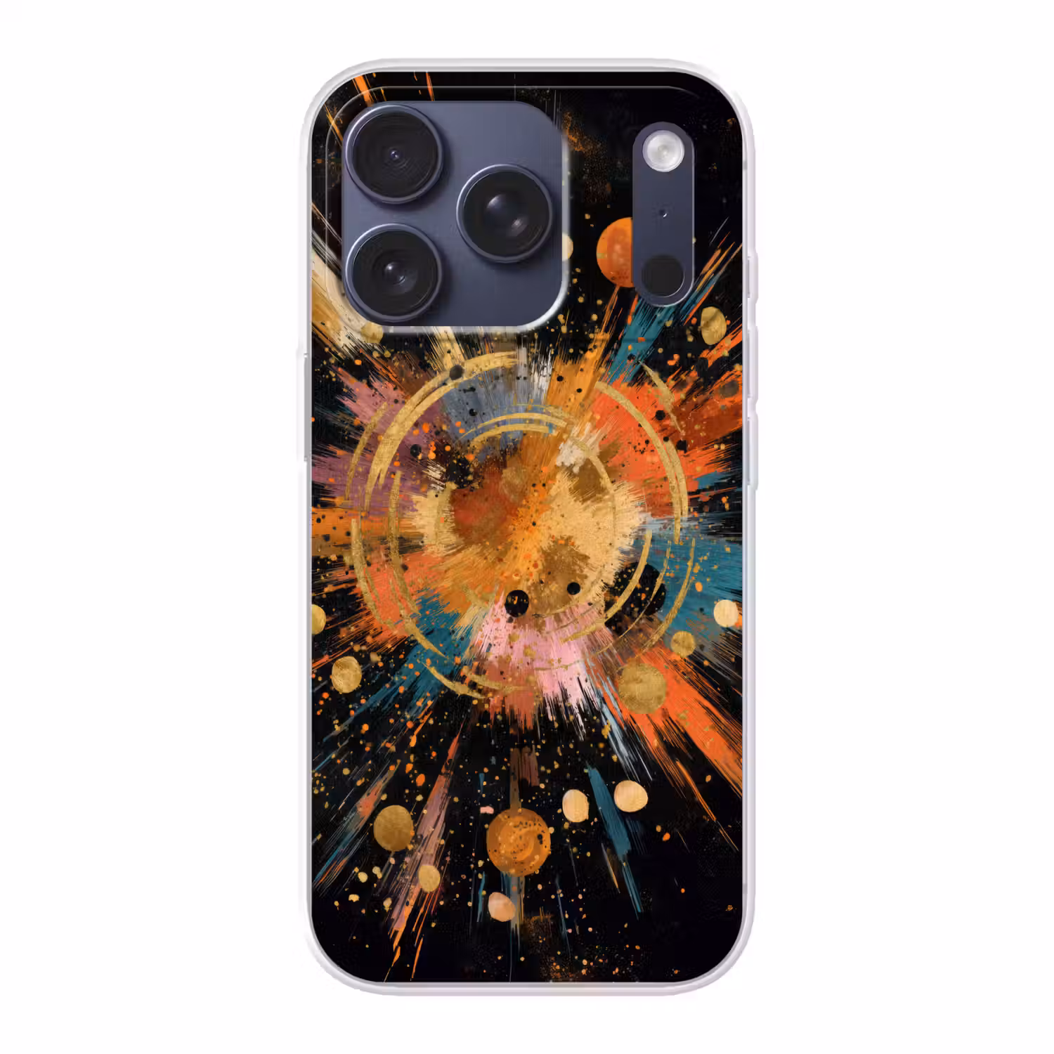 Explosie - Verfstructuur - Goud - Abstract Telefoonhoesje iPhone 17 Pro klein -3d