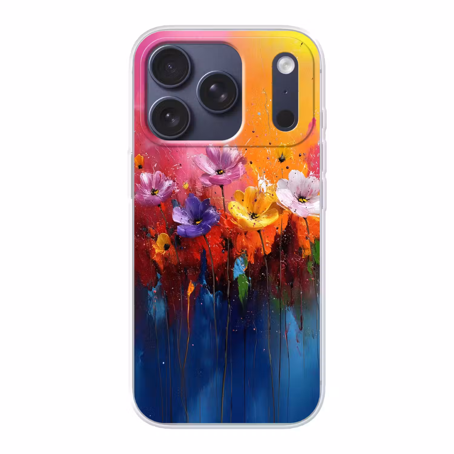 Fantasiebloemen - Verf - Speels Telefoonhoesje iPhone 17 Pro klein -3d