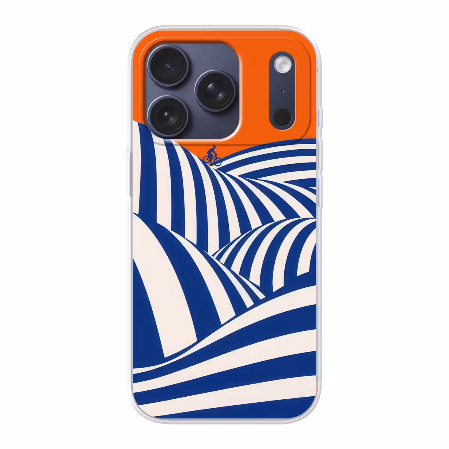 Fietser - Heuvels - Strepen - Blauw Telefoonhoesje iPhone 17 Pro klein -3d