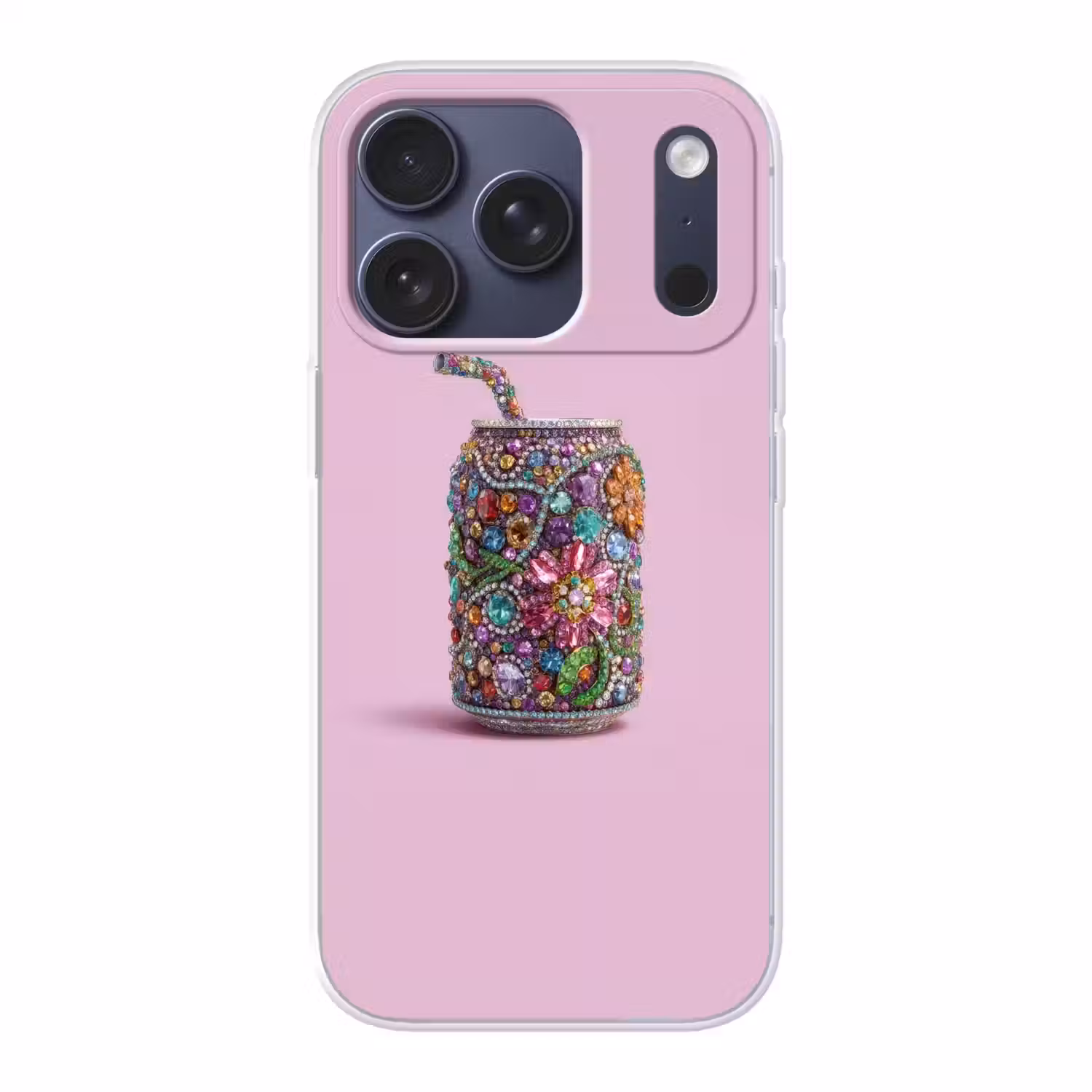 Frisdrankblikje - Bloemenpatroon - Edelstenen - Kleurrijk Telefoonhoesje iPhone 17 Pro klein -3d