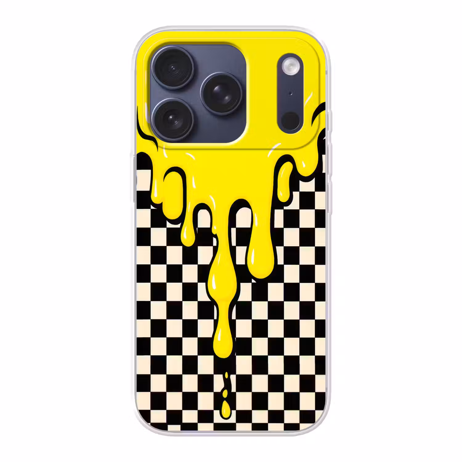 Geblokt - Grafisch - Vloeistof - Geel Telefoonhoesje iPhone 17 Pro klein -3d