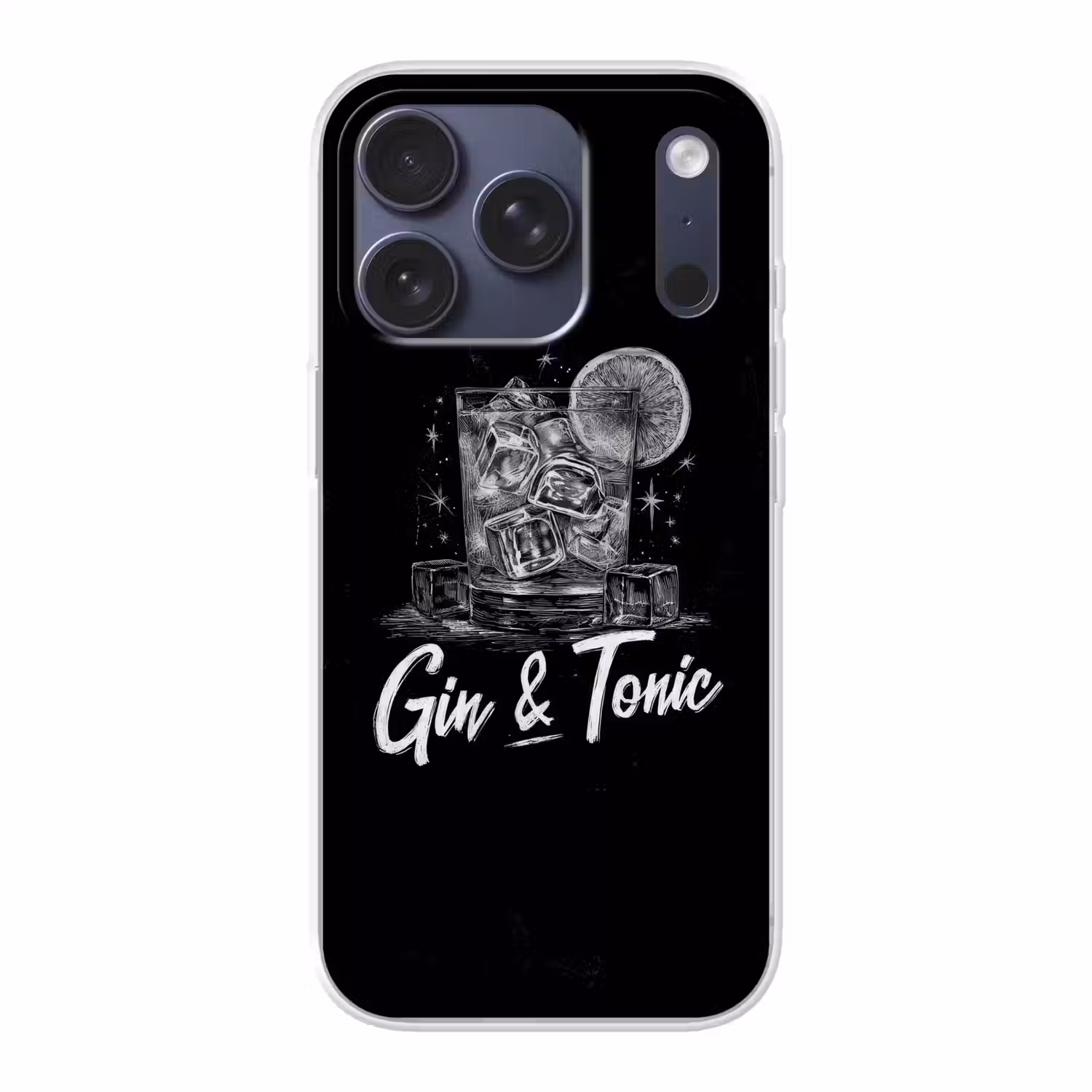 Gin en tonic - Glas - Limoen - Ijsblokjes Telefoonhoesje iPhone 17 Pro klein -3d
