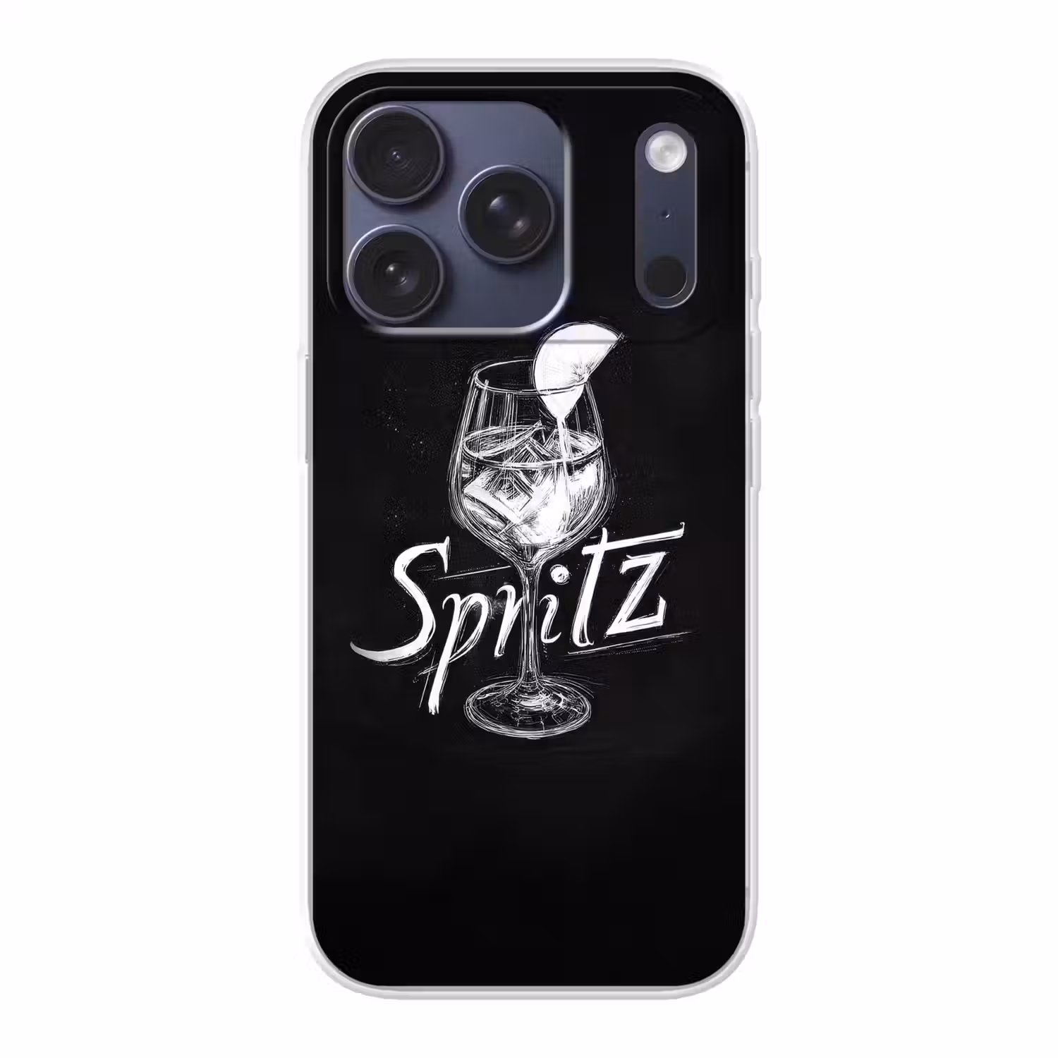 Glas spritz - Krijtletters - Ijsblokjes - Citroen Telefoonhoesje iPhone 17 Pro klein -3d