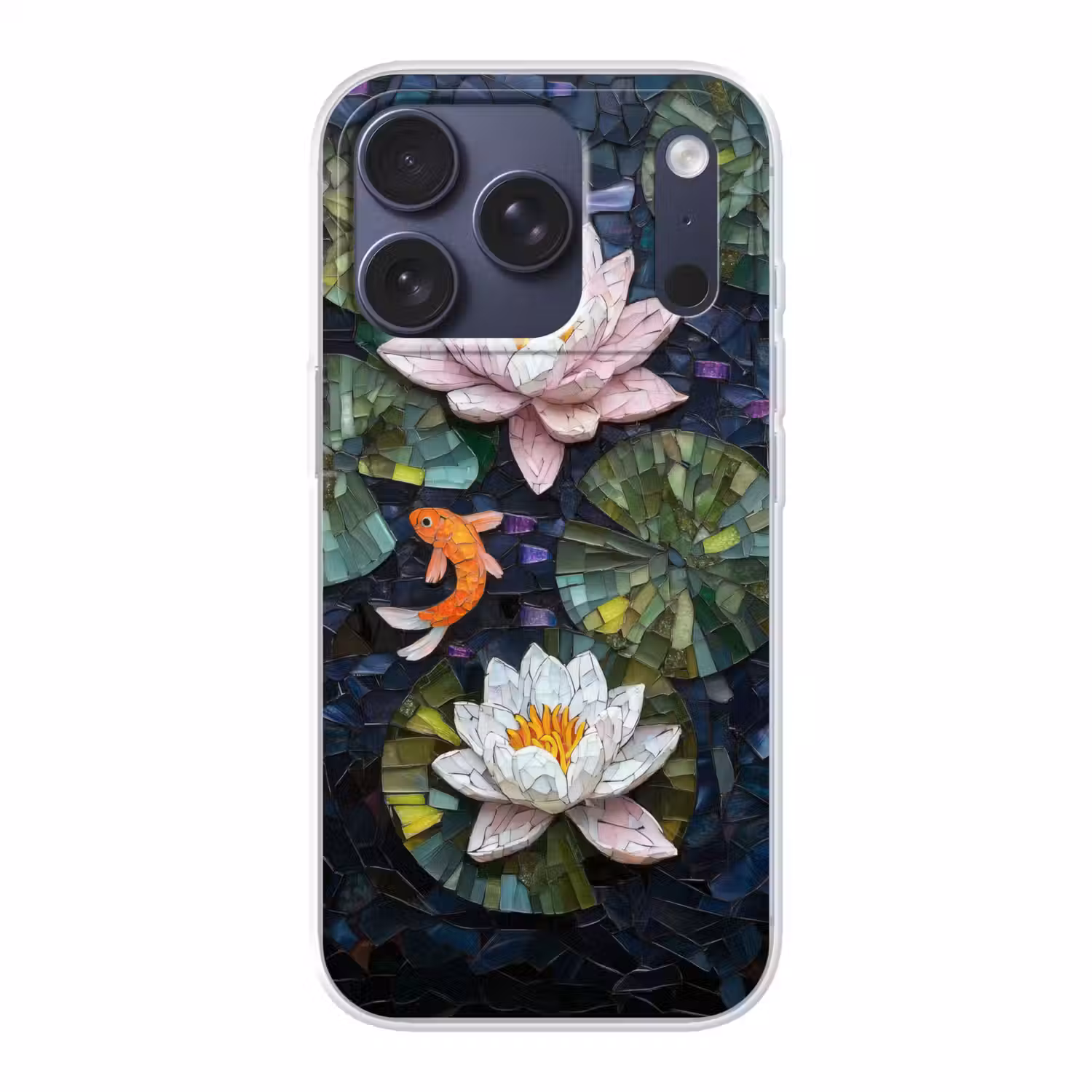 Glasstukjes - Leliebladeren - Vis - Oranje Telefoonhoesje iPhone 17 Pro klein -3d