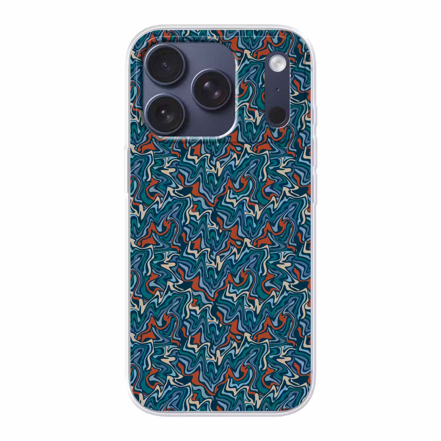 Golven - Retro - Blauw - Patroon Telefoonhoesje iPhone 17 Pro klein 878 -3d