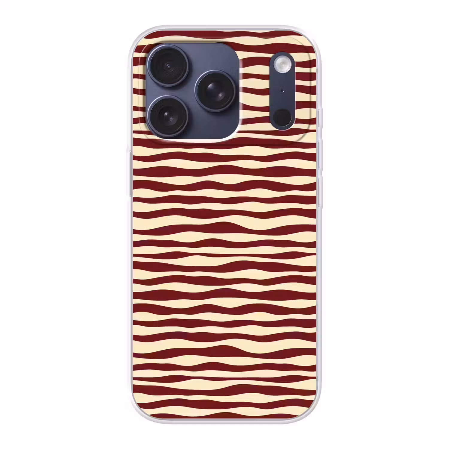 Golven - Rood - Patroon - Crème Telefoonhoesje iPhone 17 Pro klein 878 -3d