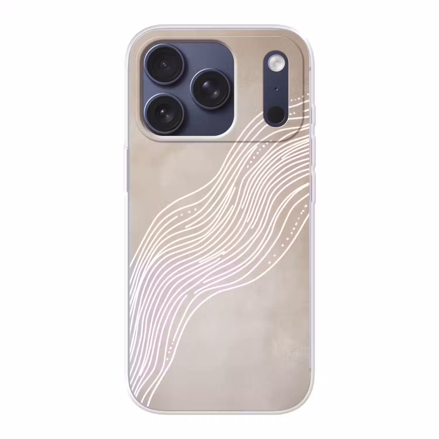 Golvende lijnen - Vloeiend - Zandkleurig Telefoonhoesje iPhone 17 Pro klein -3d
