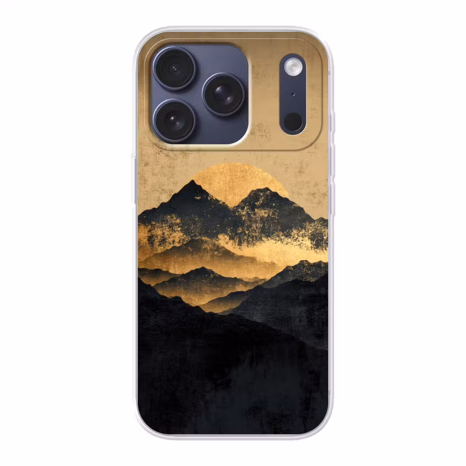 Gouden Bergen bij Maanlicht Telefoonhoesje iPhone 17 Pro klein -3d