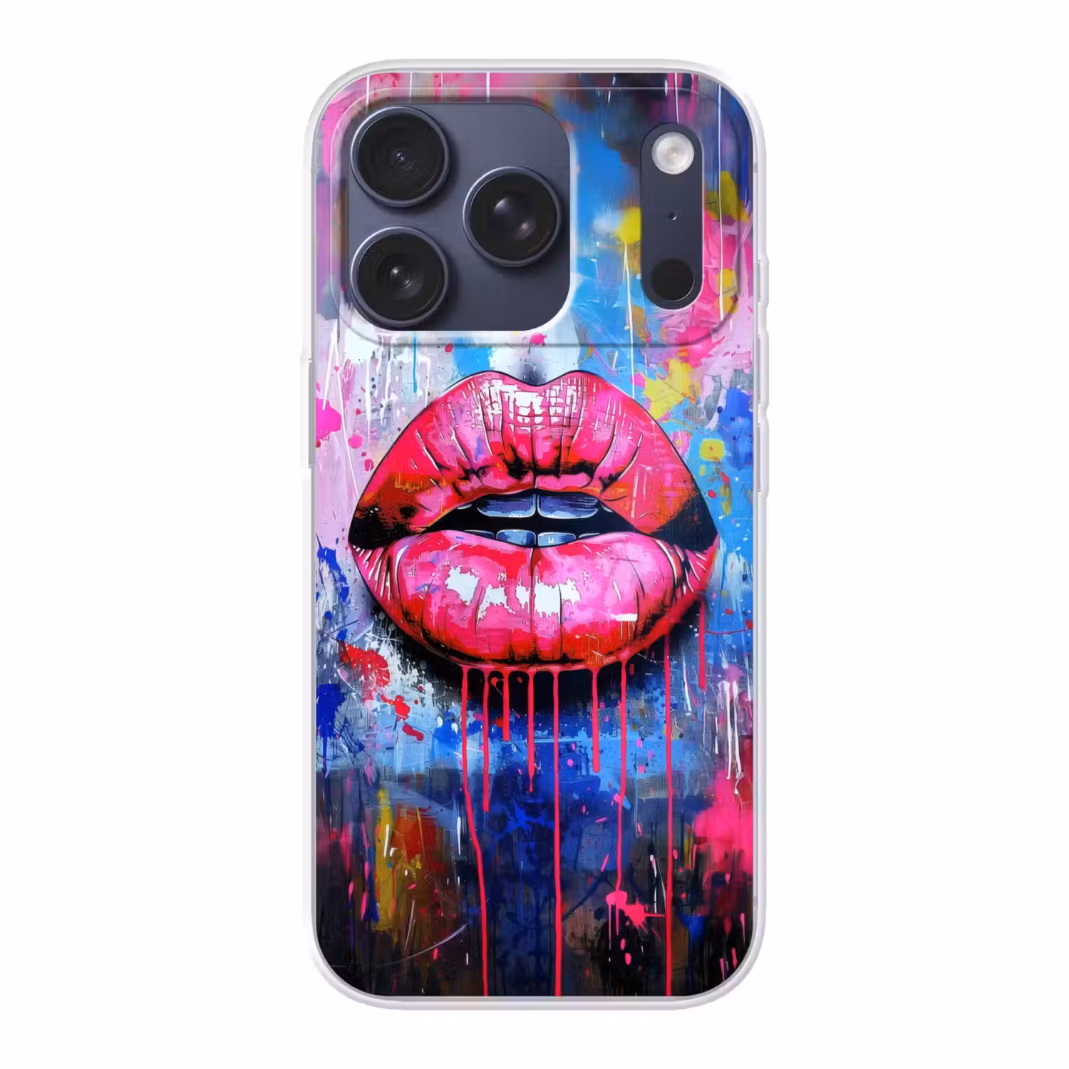 Graffiti - Lippen - Felroze - Geschilderd Telefoonhoesje iPhone 17 Pro klein -3d