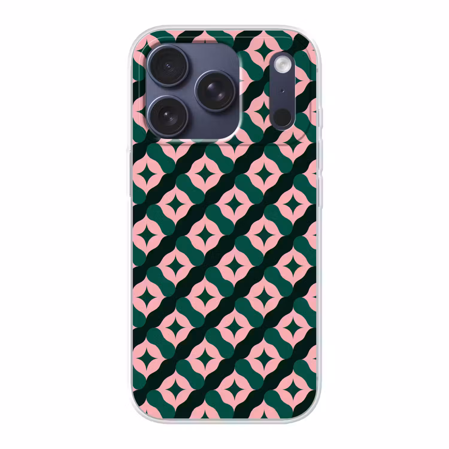 Groen - Roze - Retro - Sterren Telefoonhoesje iPhone 17 Pro klein 878 -3d