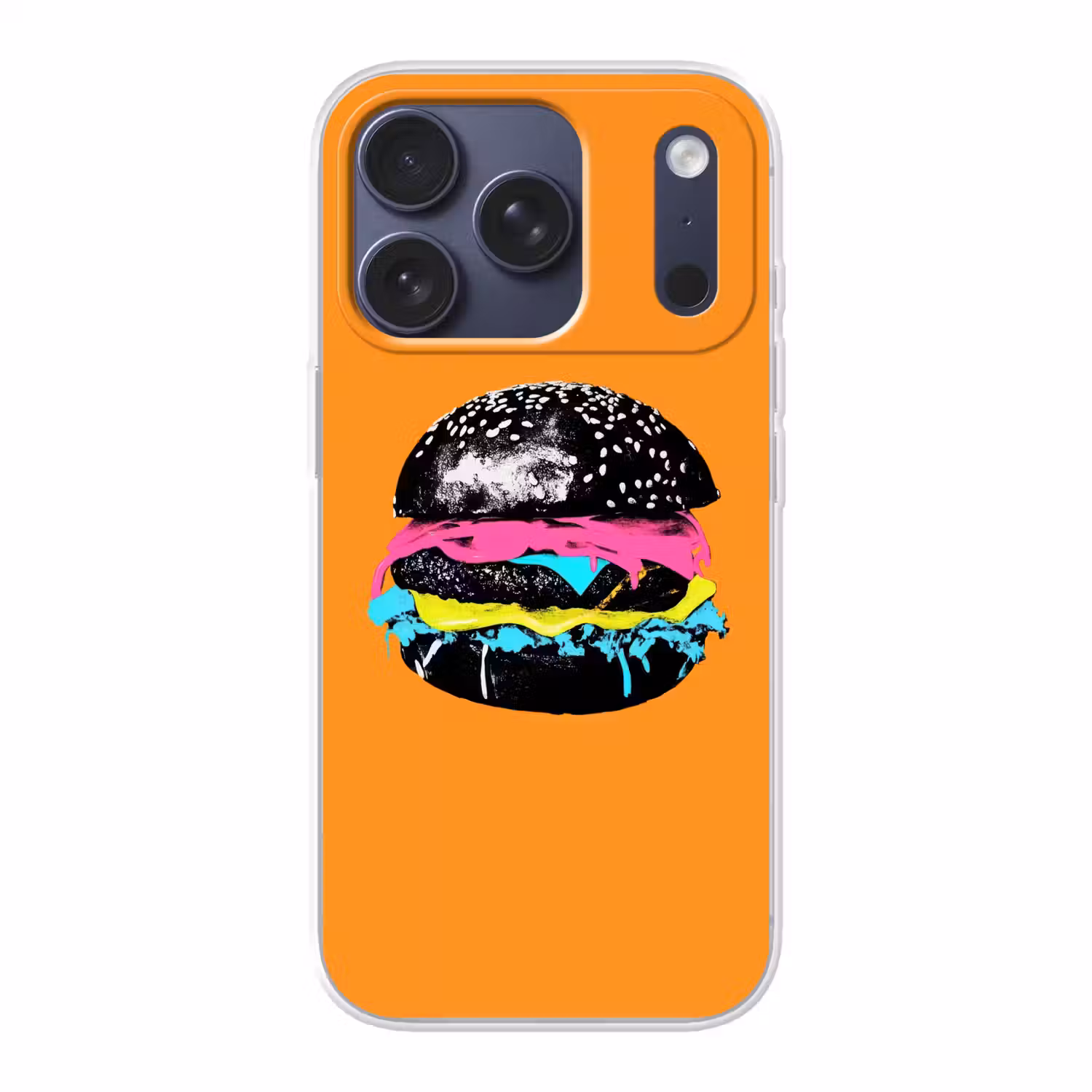 Hamburger - Oranje - Neon - popart Telefoonhoesje iPhone 17 Pro klein -3d