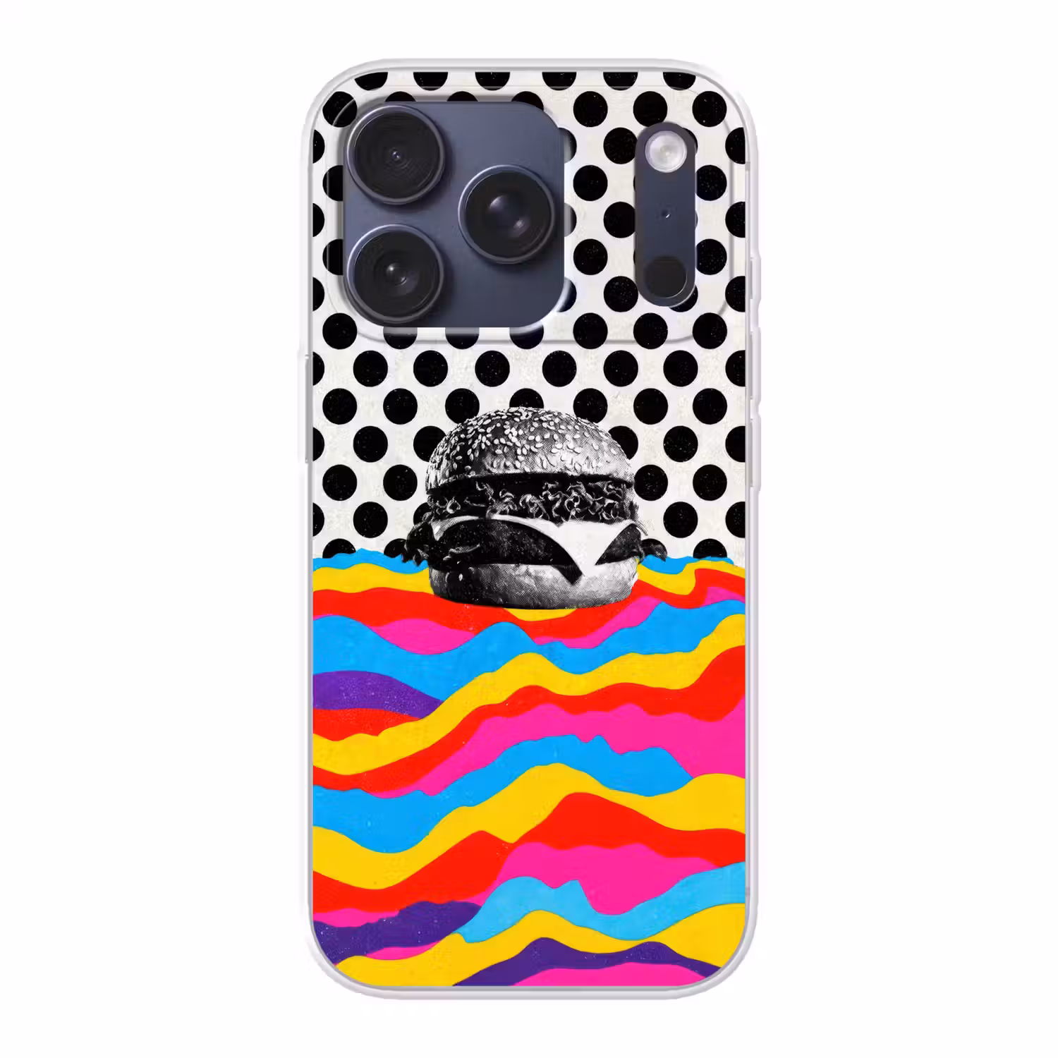 Hamburger - Stippen - Golven - Kleuren Telefoonhoesje iPhone 17 Pro klein -3d