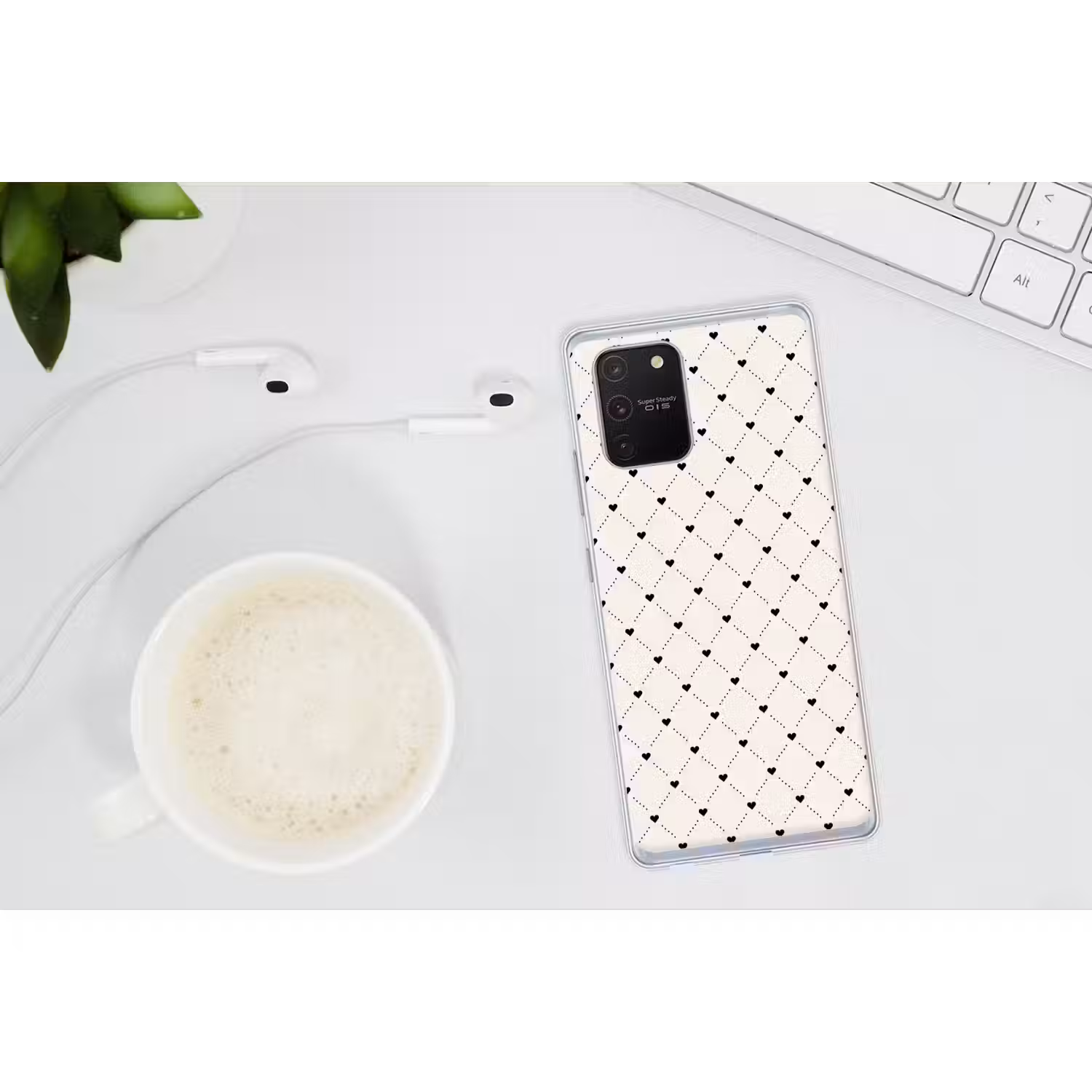 Hart - Dotline - Wit - Zwart Telefoonhoesje Samsung Galaxy S10 Lite klein 364 -oordopS10Lite