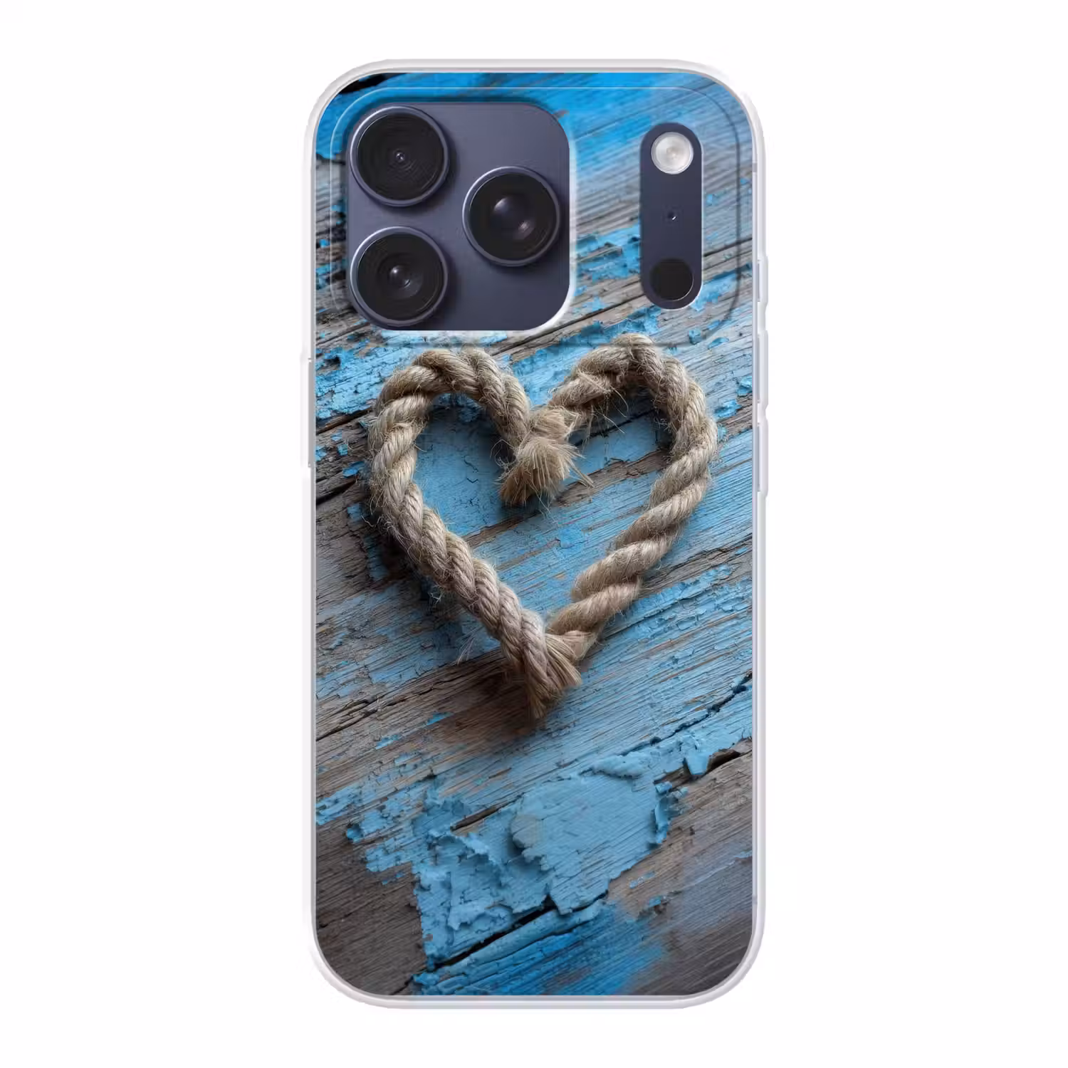 Hart - Touw - Hout - Rustiek Telefoonhoesje iPhone 17 Pro klein -3d