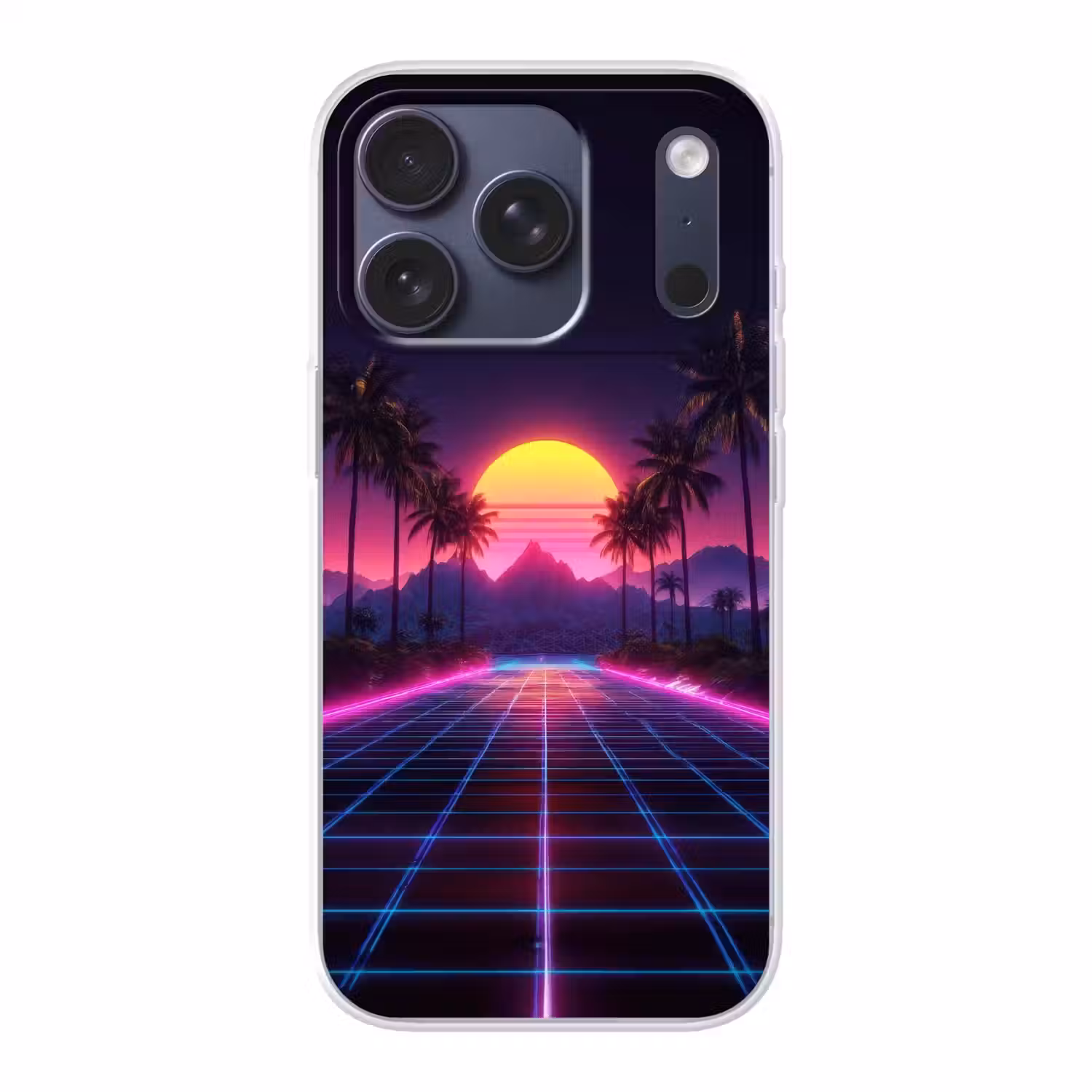 Horizon - Palmbomen - Bergen - Geel Telefoonhoesje iPhone 17 Pro klein -3d