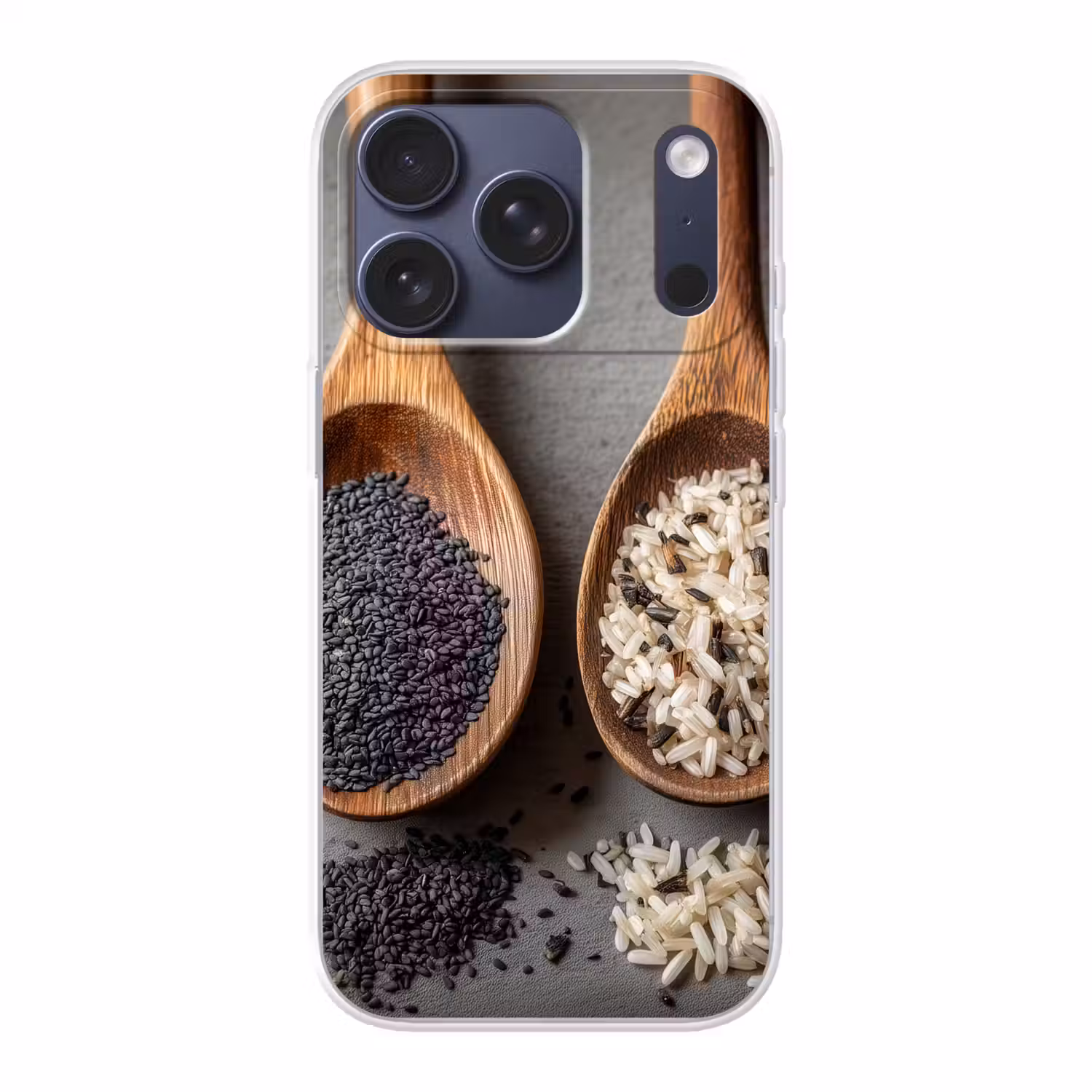 Houten - Lepels - Rijst - Zaden Telefoonhoesje iPhone 17 Pro klein -3d