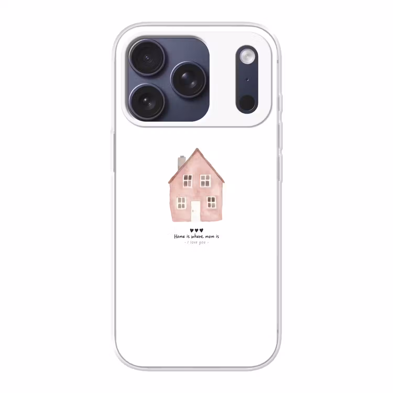 Huisje - Roze - Quote - Moeder Telefoonhoesje iPhone 17 Pro klein -3d