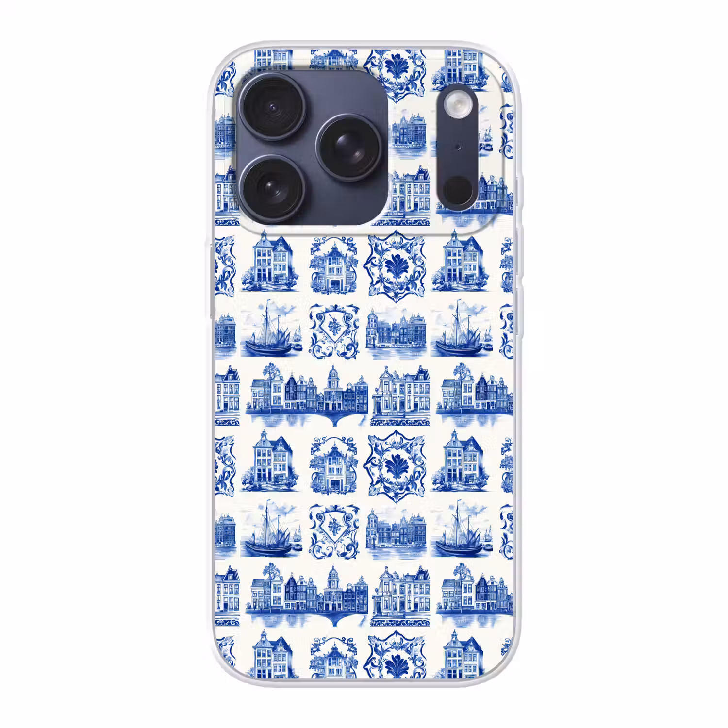 Huizen - Schepen - Blauw Telefoonhoesje iPhone 17 Pro klein 878 -3d