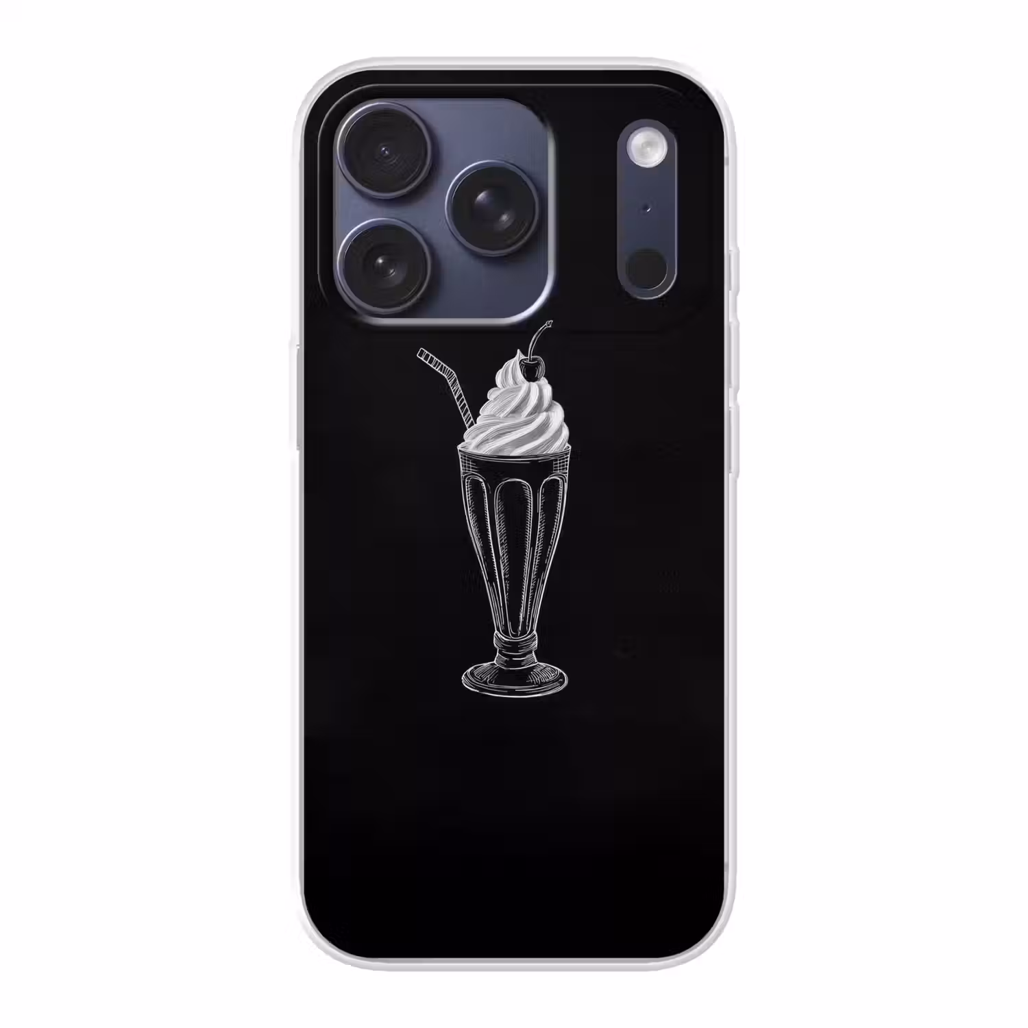 Ijscoupe - Kers - Krijtstijl - Slagroom Telefoonhoesje iPhone 17 Pro klein -3d