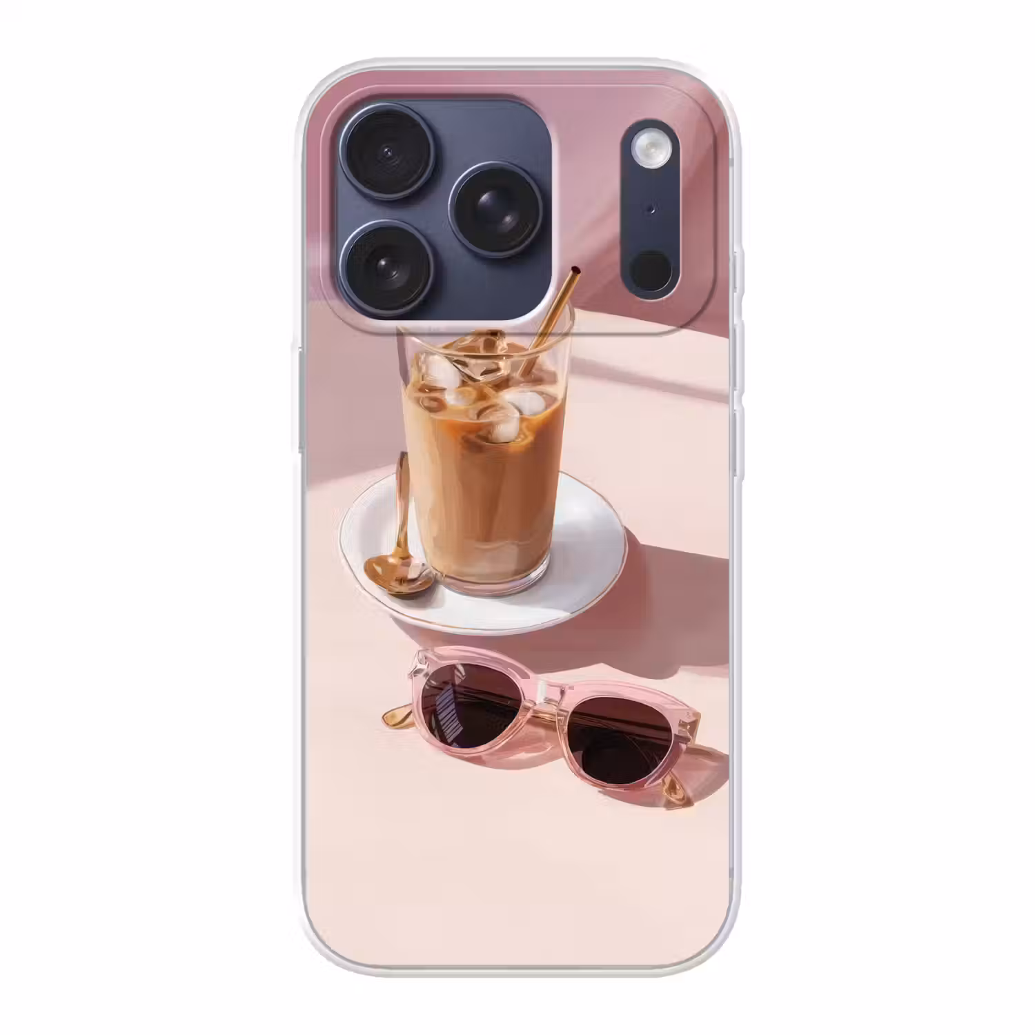 Ijskoffie - Zonnebril - Goud Telefoonhoesje iPhone 17 Pro klein -3d