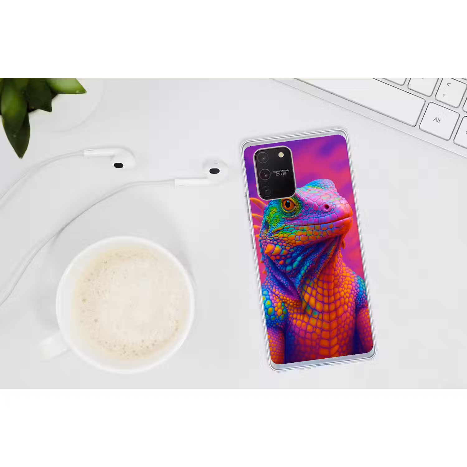 Kameleon - Dieren - Neon - Kleur Telefoonhoesje Samsung Galaxy S10 Lite klein -oordopS10Lite