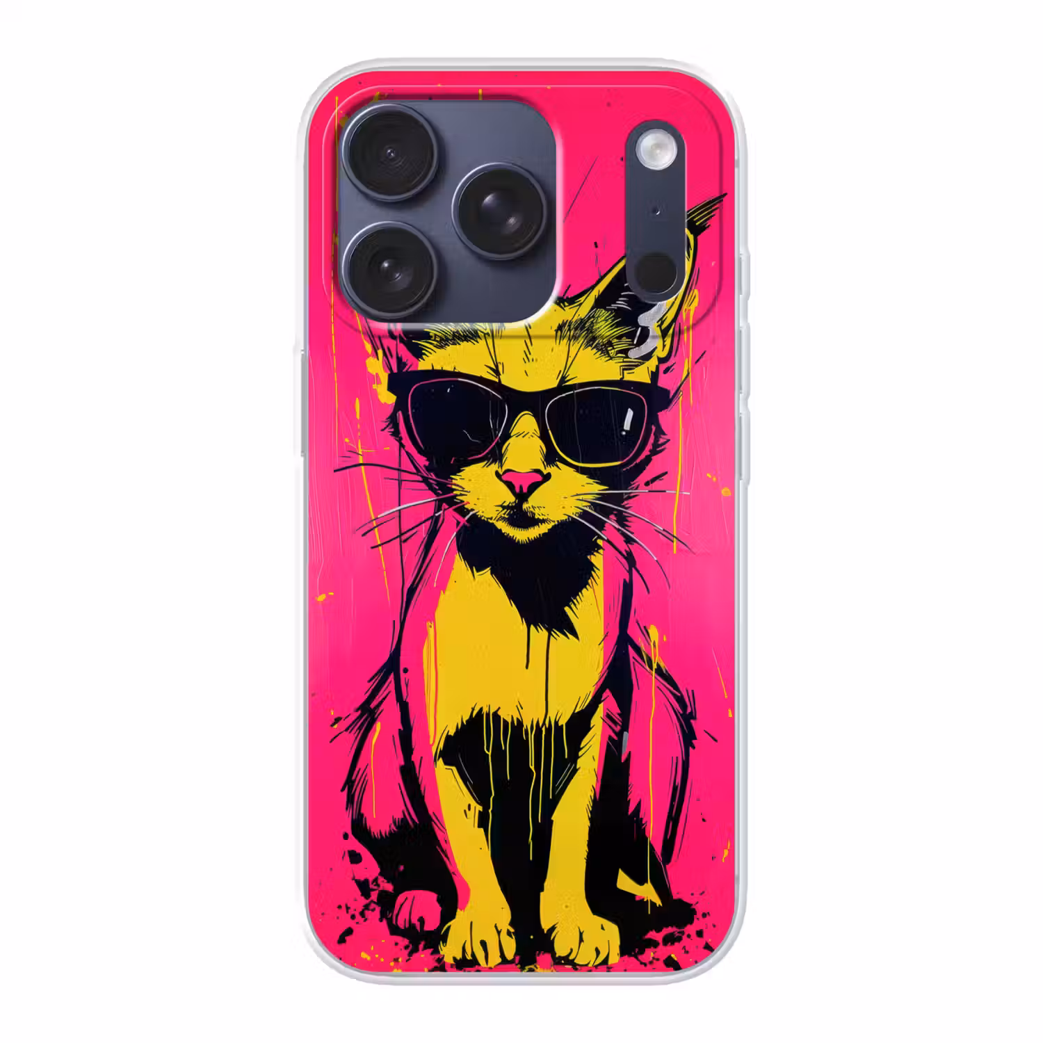 Kat - Art - Zonnebril - Roze Telefoonhoesje iPhone 17 Pro klein -3d