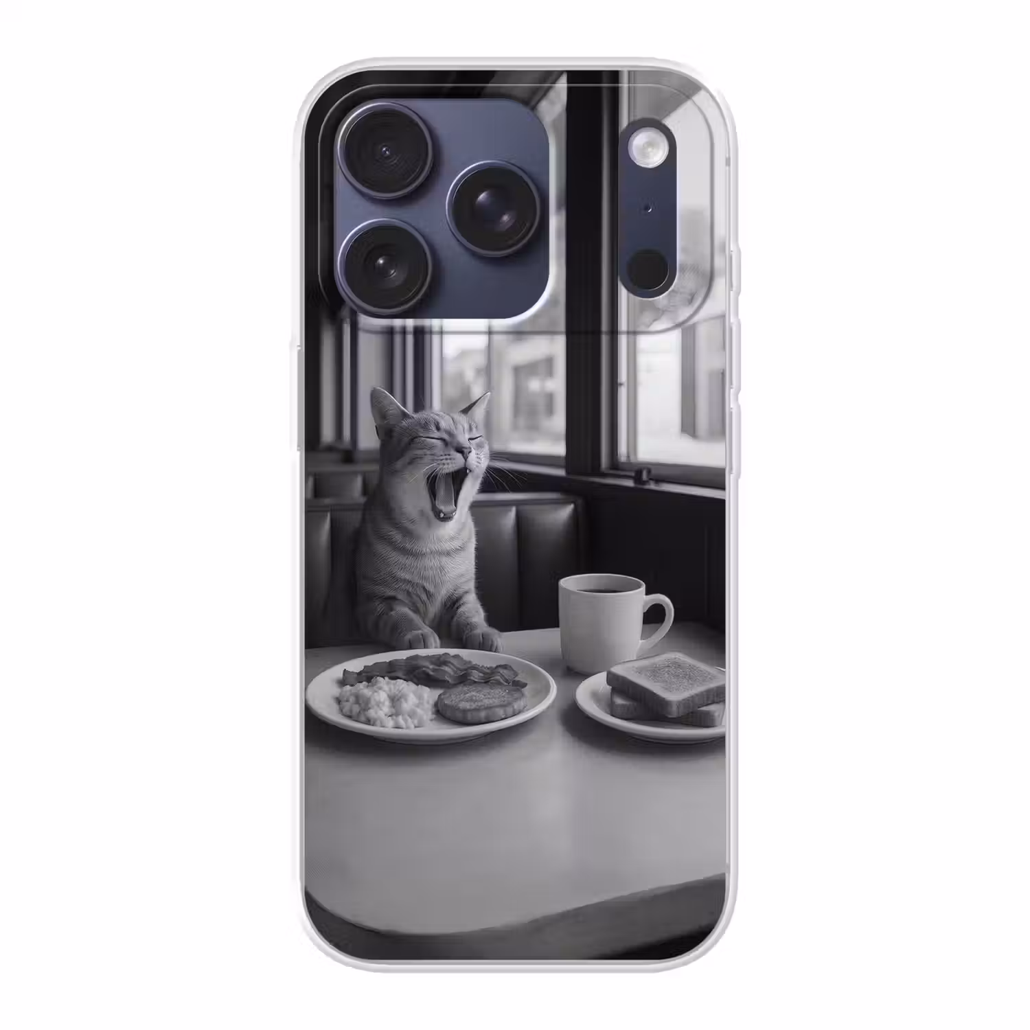 Kat - Koffie - Brood - Zwart Telefoonhoesje iPhone 17 Pro klein -3d