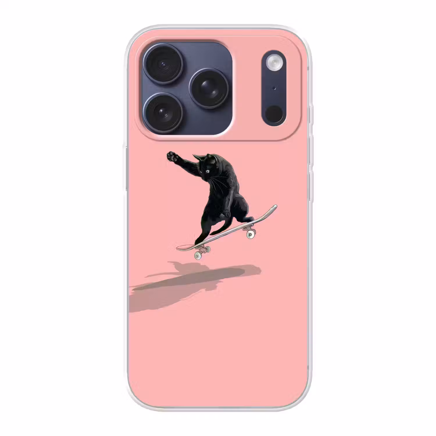Kat - Skateboard - Roze Telefoonhoesje iPhone 17 Pro klein -3d