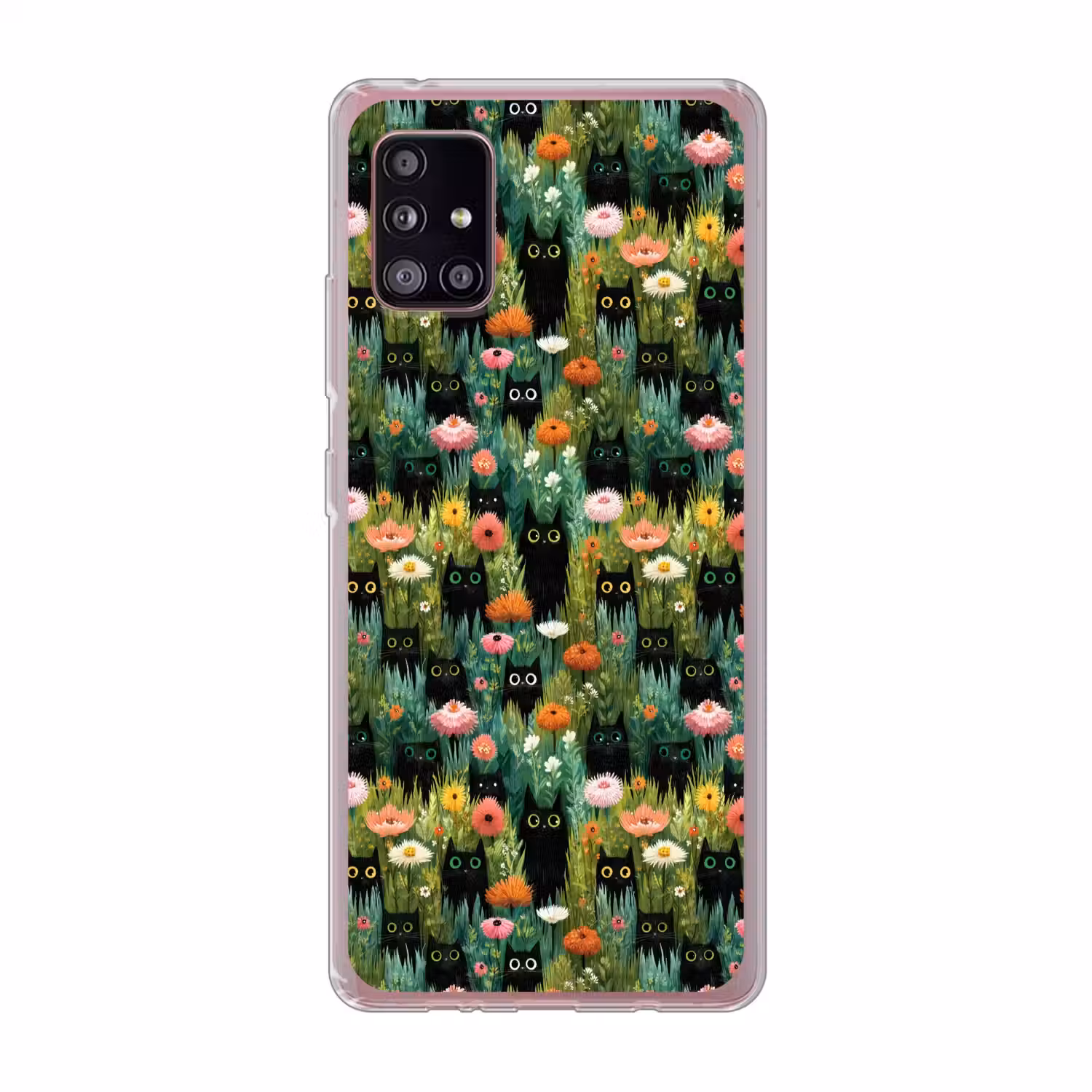 Katten - Bloemen - Kleurrijk Telefoonhoesje Samsung Galaxy A51 5G klein 373 -3d