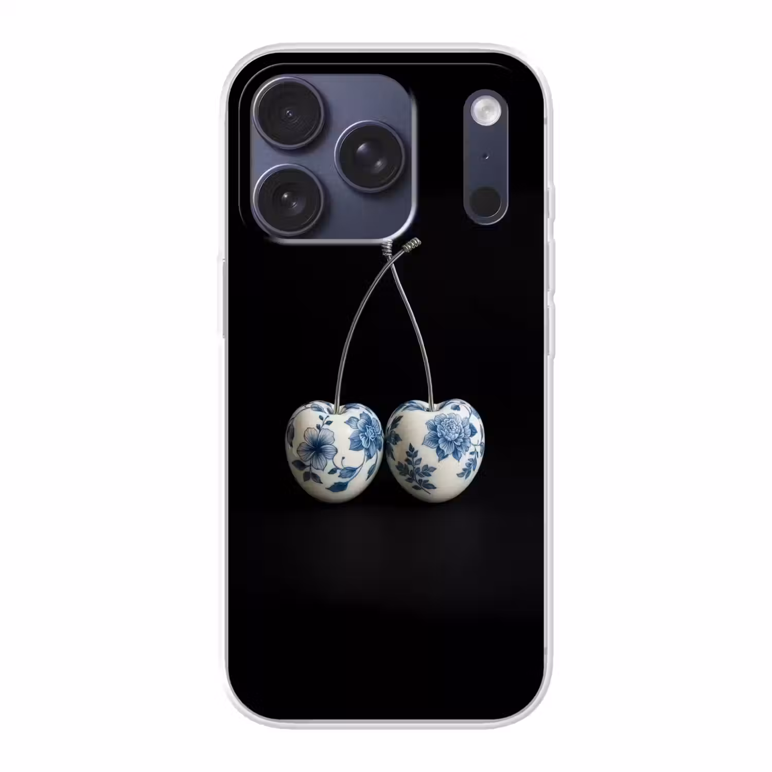 Kersen - Delfts blauw - Fruit Telefoonhoesje iPhone 17 Pro klein -3d
