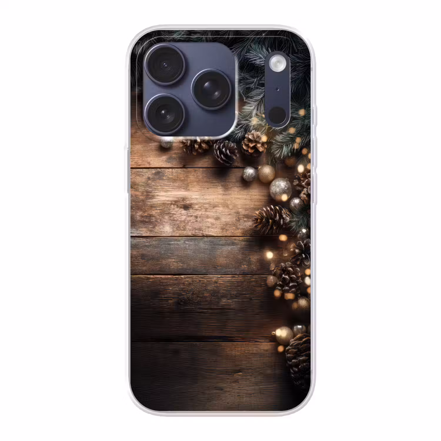 Kersthoekdecoratie - Dennenappels - Lichtjes Telefoonhoesje iPhone 17 Pro klein -3d