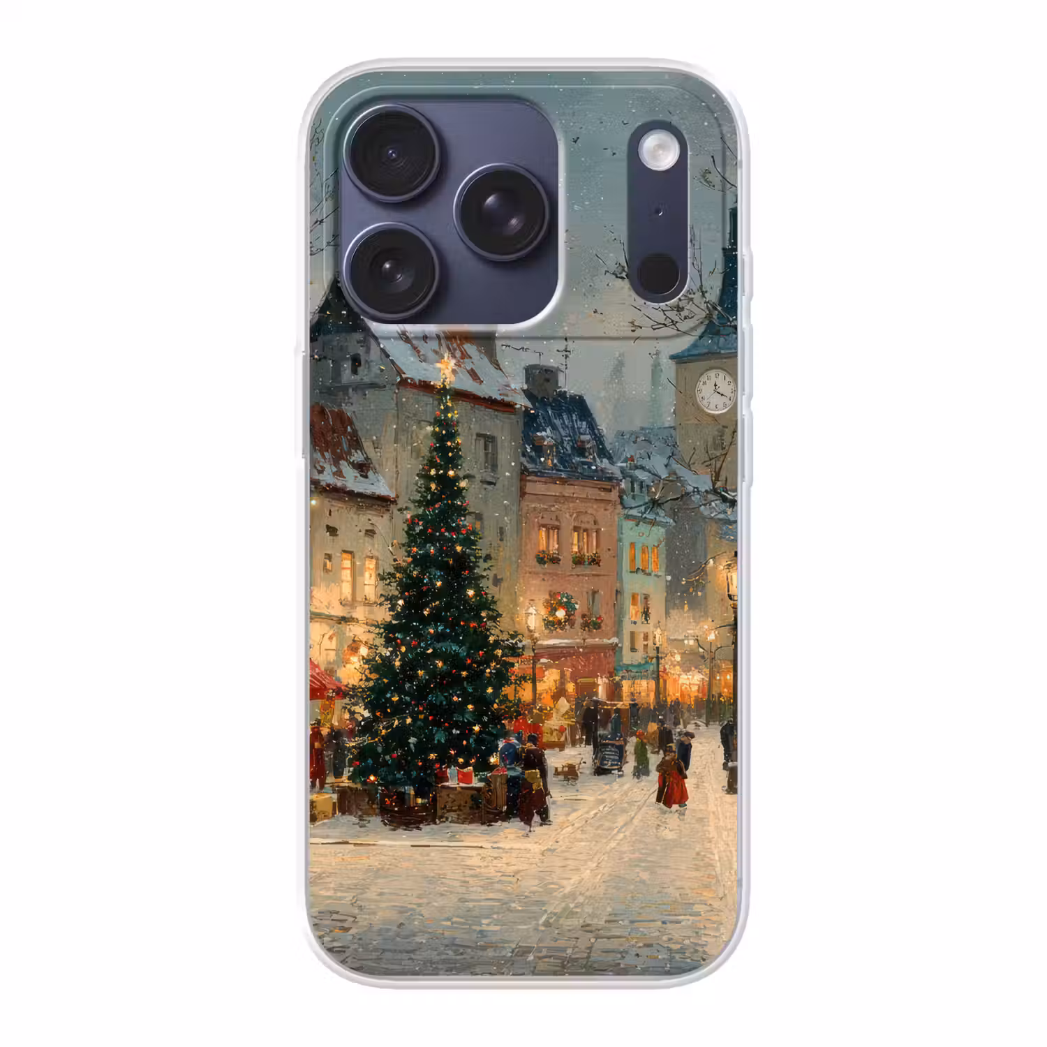 Kerstsfeer - Stadsplein - Kleurrijk Telefoonhoesje iPhone 17 Pro klein -3d