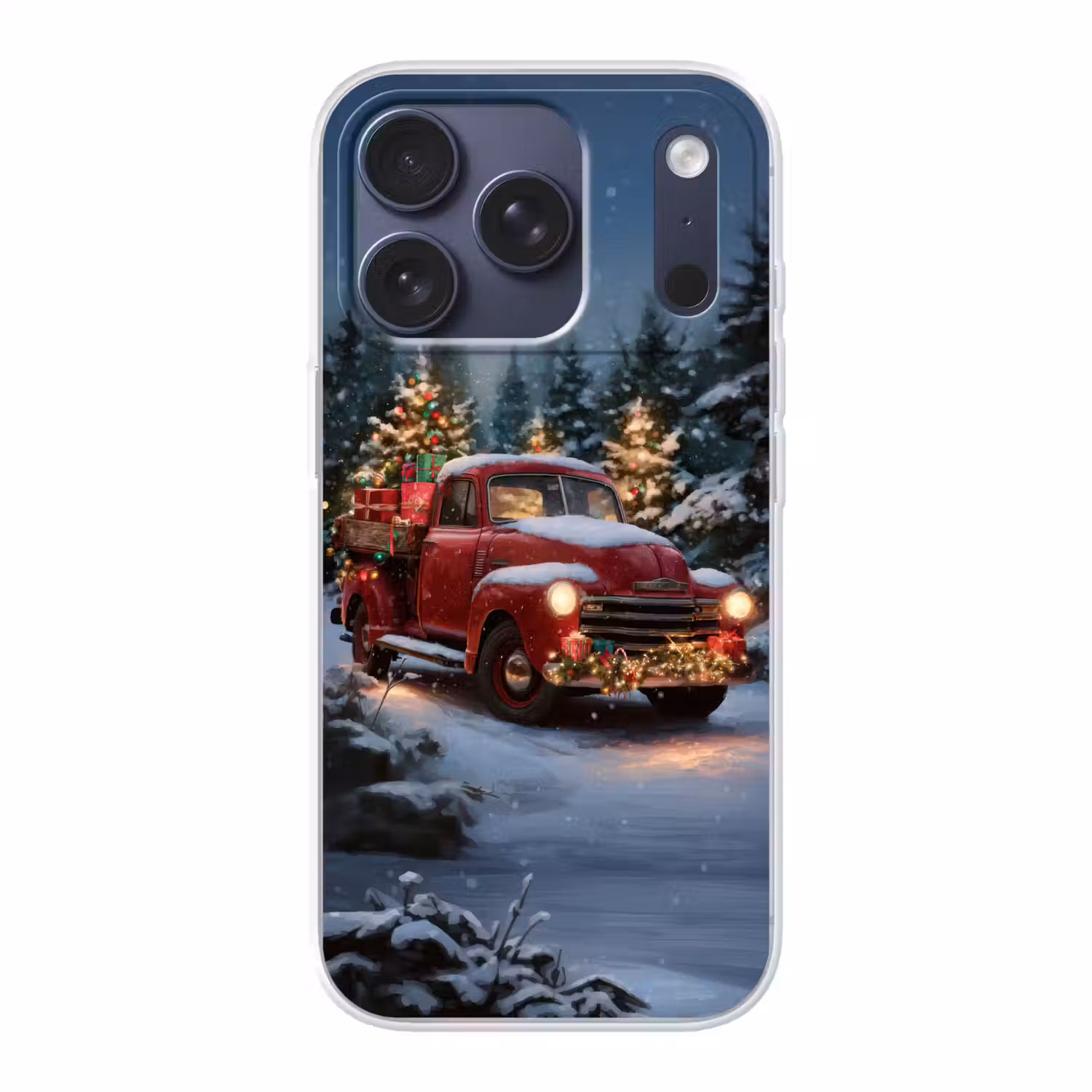 Kersttruck - Sneeuwbos - Rood Telefoonhoesje iPhone 17 Pro klein -3d