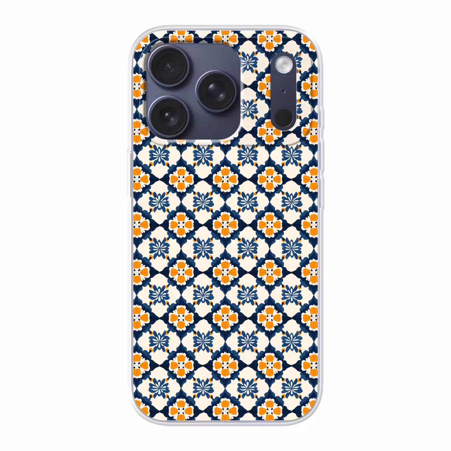 Klassiek - Geometrisch - Blauw Telefoonhoesje iPhone 17 Pro klein 878 -3d