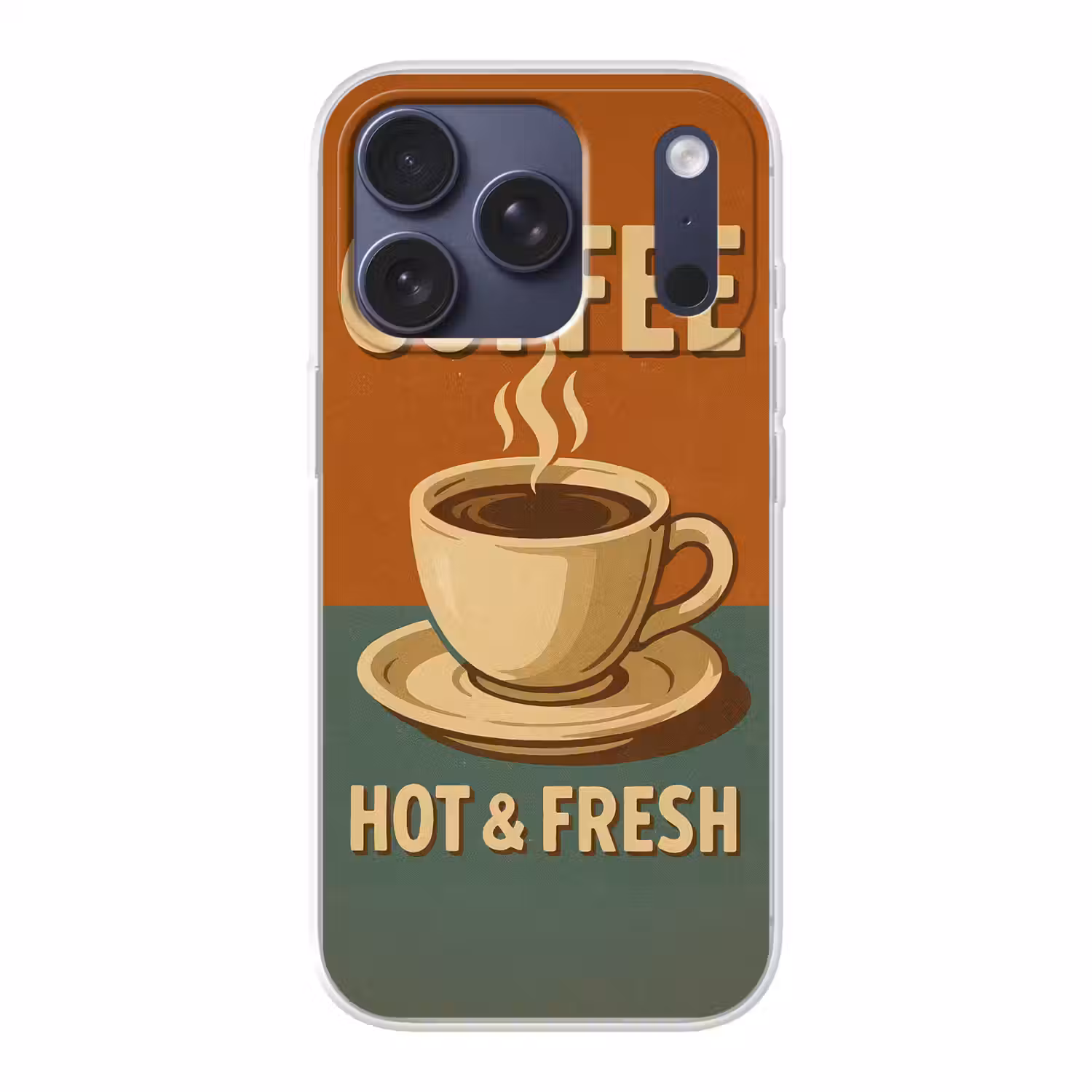 Koffie - Kop - Vintage - Quote Telefoonhoesje iPhone 17 Pro klein -3d