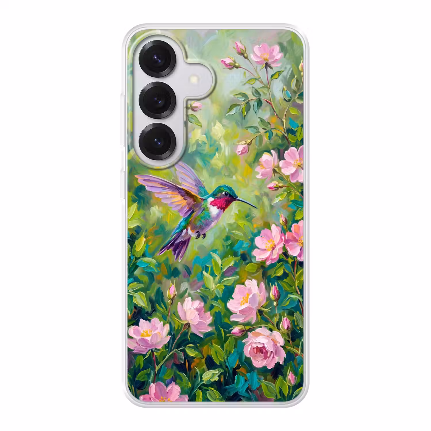 Kolibrie - Bloemen - Natuur - Kleurrijk Telefoonhoesje Samsung Galaxy S26 klein -3d