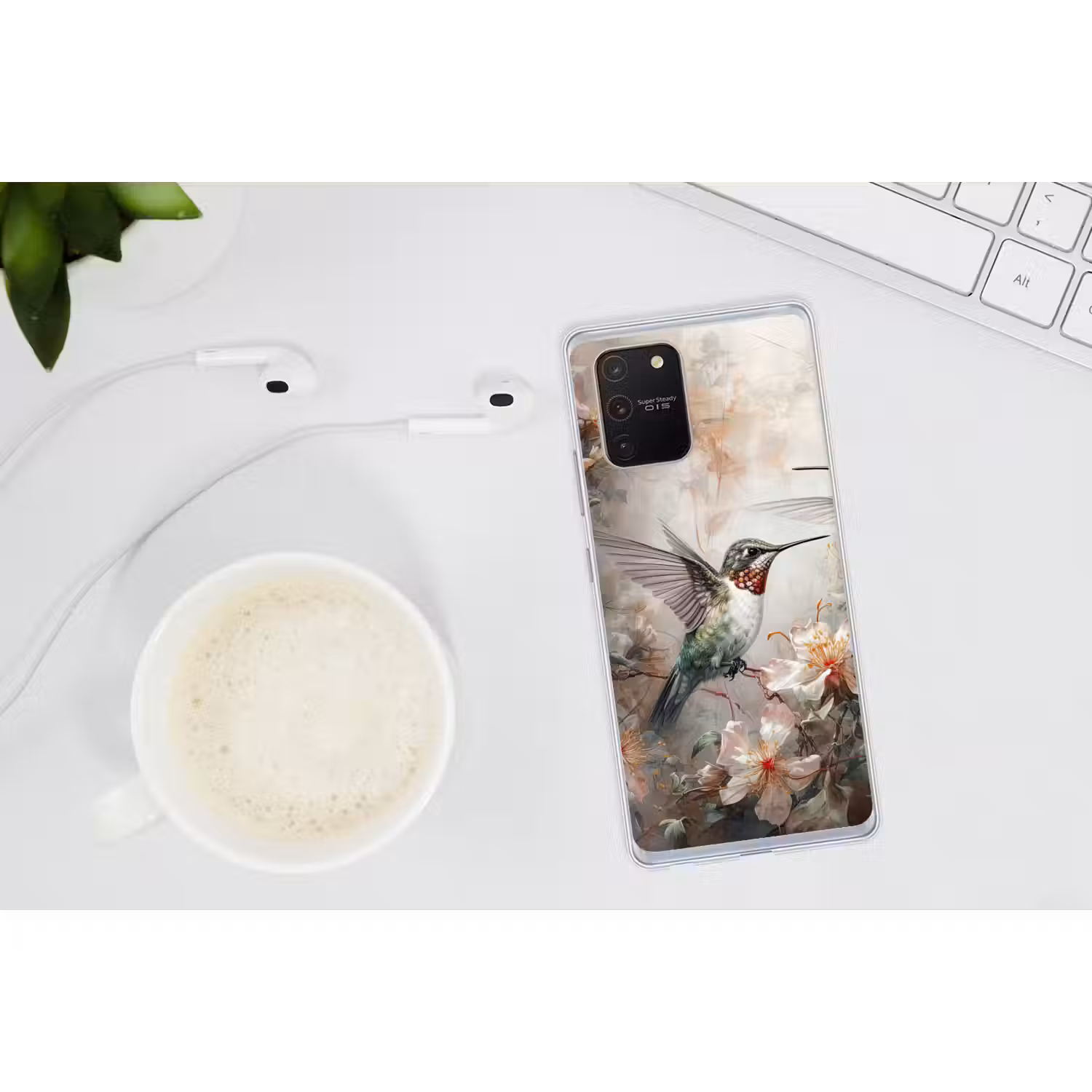Kolibrie - Vogels - Bloemen - Planten Telefoonhoesje Samsung Galaxy S10 Lite klein -oordopS10Lite