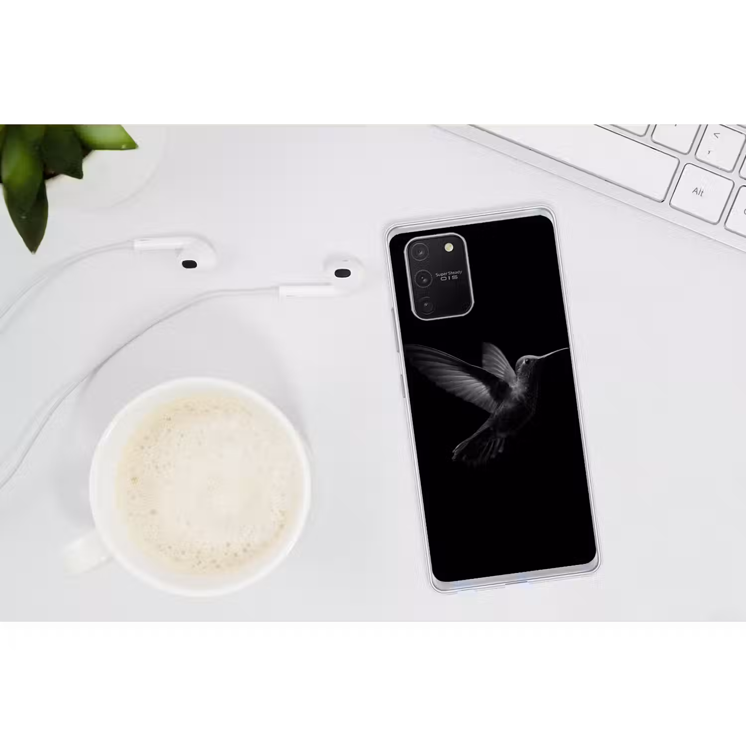 Kolibrie - Zwart - Dieren Telefoonhoesje Samsung Galaxy S10 Lite klein -oordopS10Lite