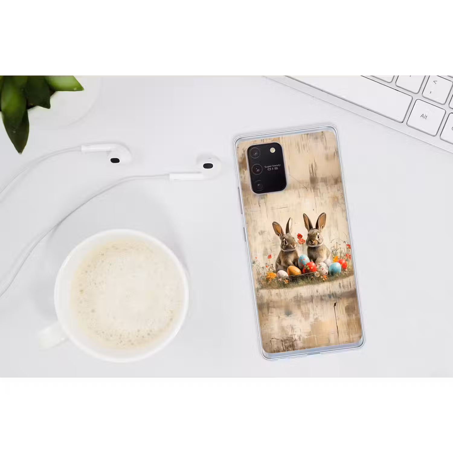 Konijnen - Bloemen - Eieren Telefoonhoesje Samsung Galaxy S10 Lite klein -oordopS10Lite