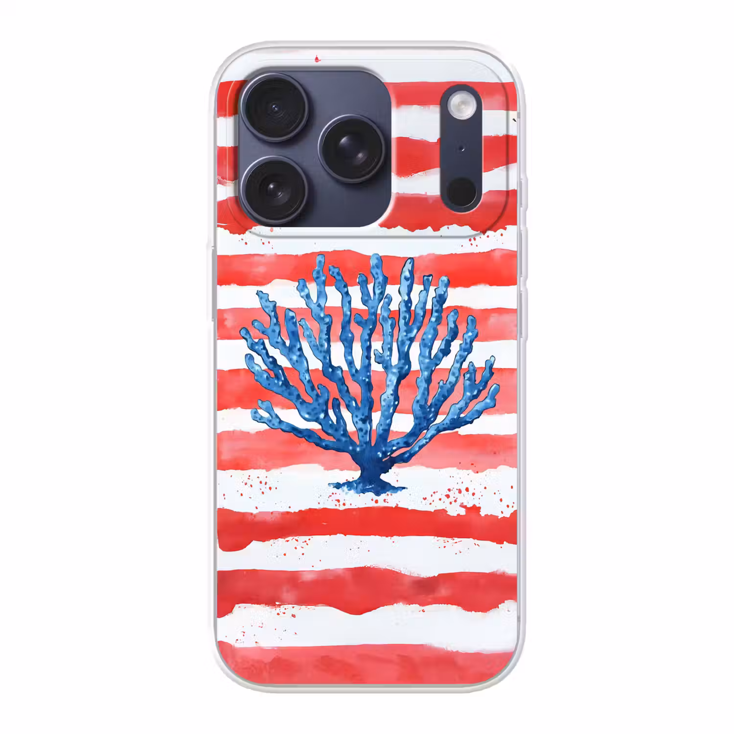 Koraal - Verfstructuur - Rood - Blauw Telefoonhoesje iPhone 17 Pro klein -3d