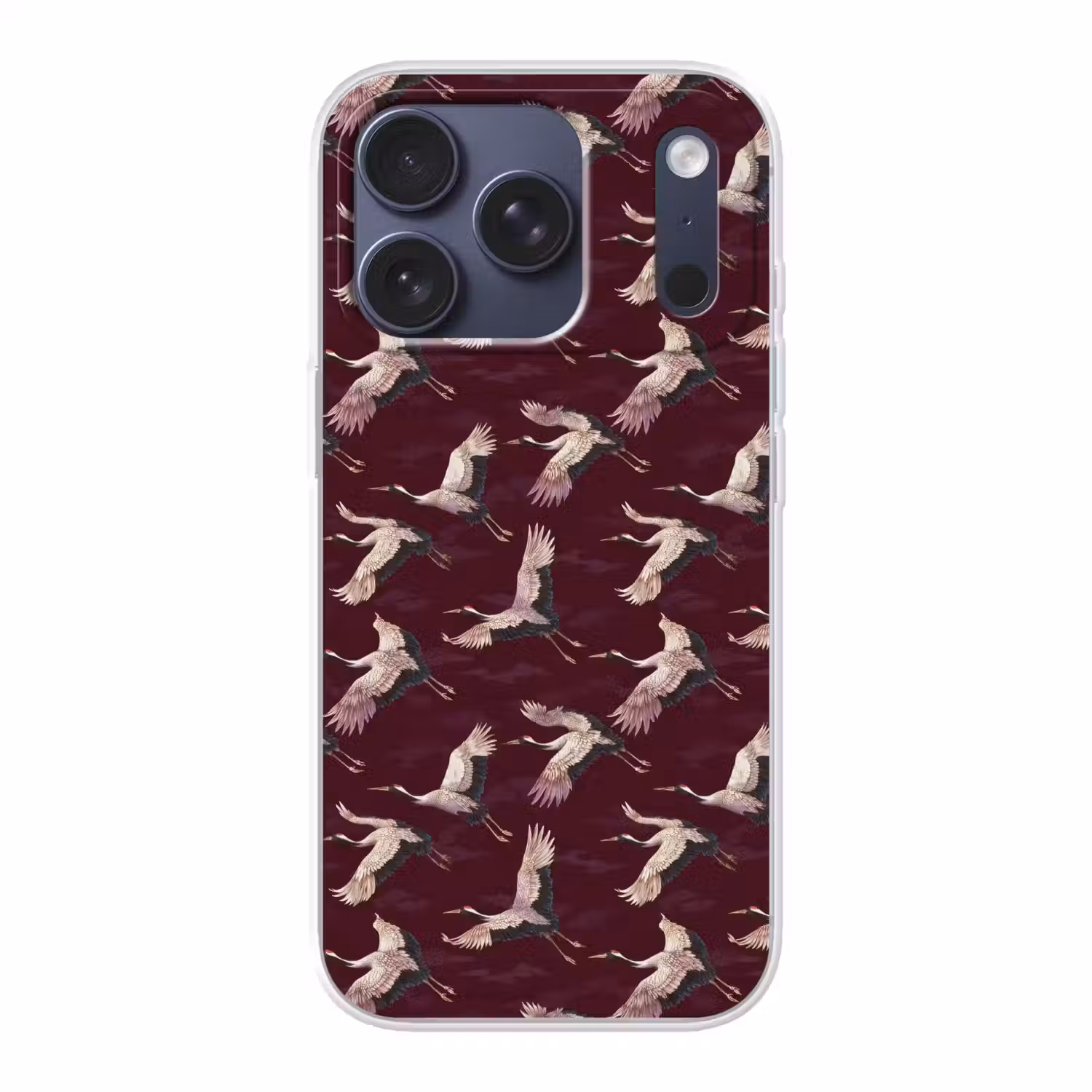 Kraanvogels - Klassiek - Bordeaux Telefoonhoesje iPhone 17 Pro klein 878 -3d