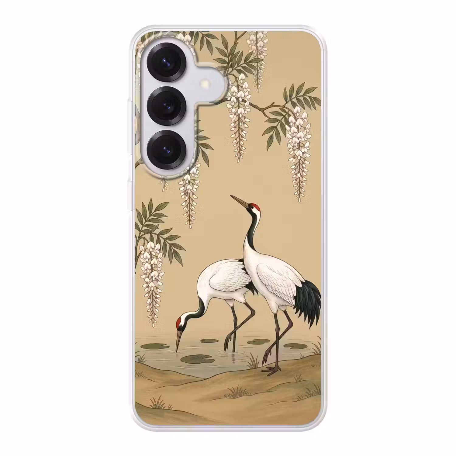 Kraanvogels - Water - Beige Telefoonhoesje Samsung Galaxy S26 klein -3d