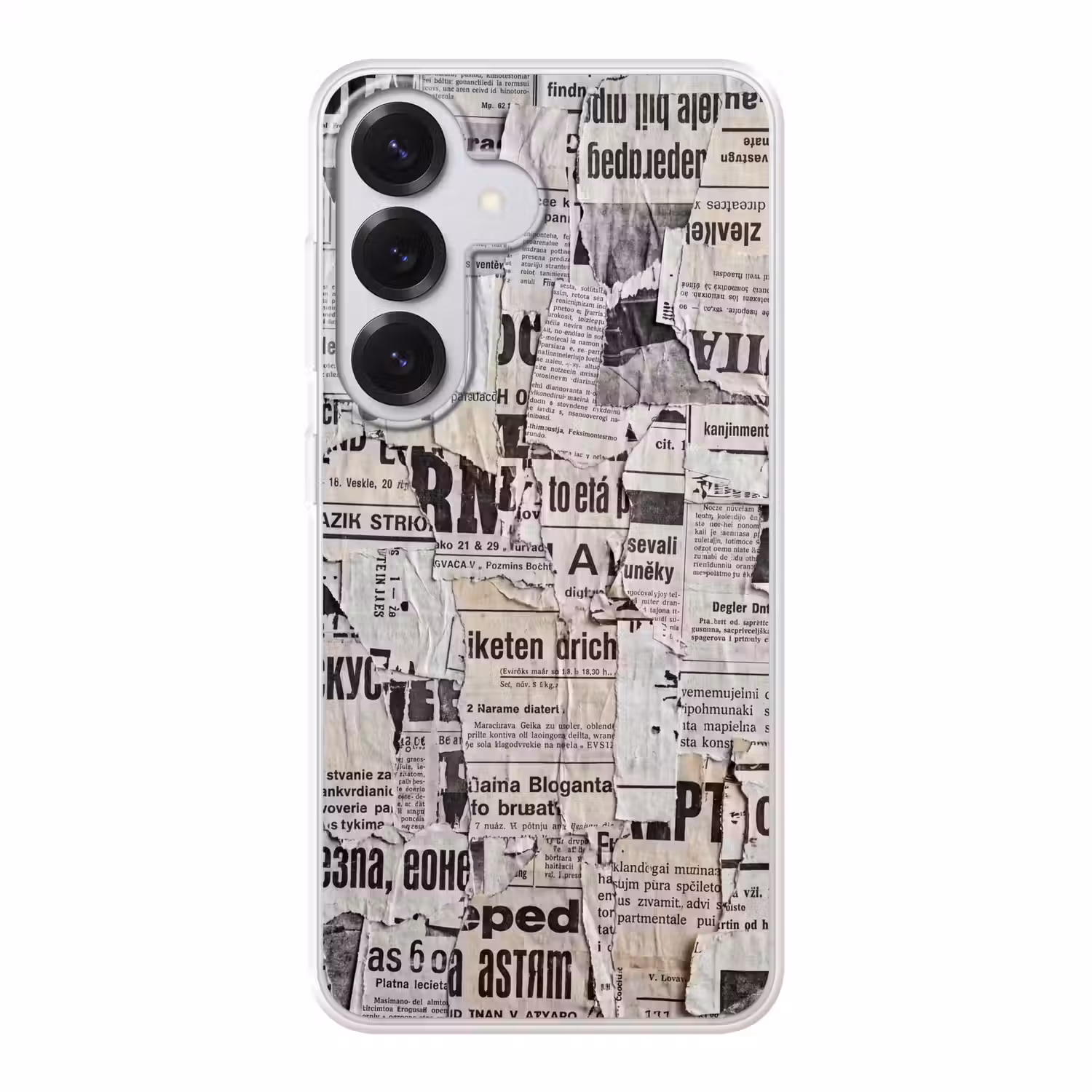 Krant - Gescheurd - Textuur - Abstract - Zwart-wit Telefoonhoesje Samsung Galaxy S26 klein -3d