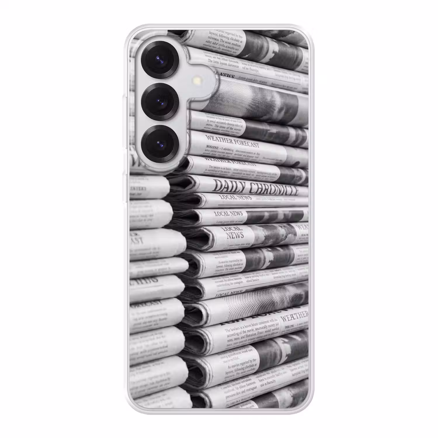 Krant - Stapel - Nieuws - Zwart-wit - Media Telefoonhoesje Samsung Galaxy S26 klein -3d