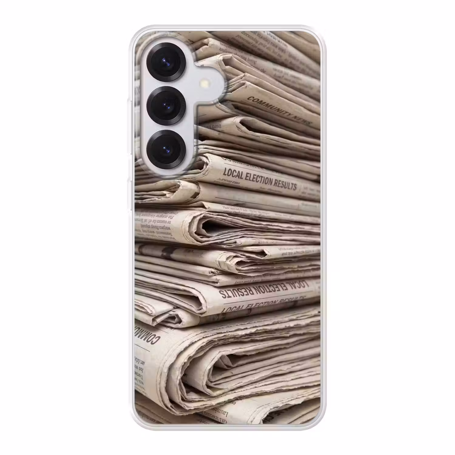 Kranten - Stapel - Nieuws - Vintage - Beige Telefoonhoesje Samsung Galaxy S26 klein -3d