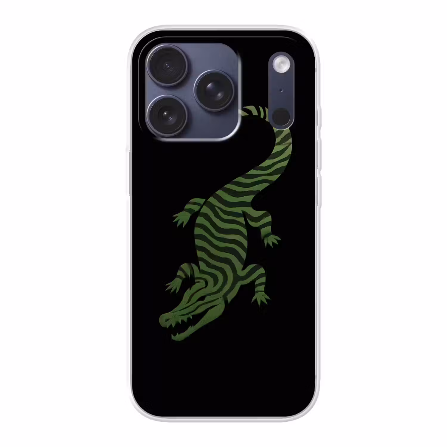 Krokodil - Groen - Tijgerachtig - Strepen Telefoonhoesje iPhone 17 Pro klein -3d